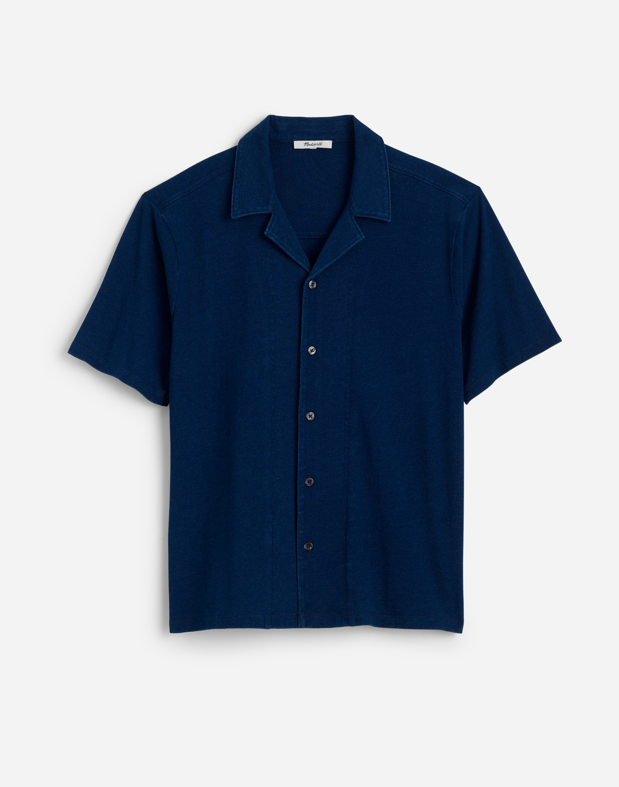Indigo-Dyed Camp Collar Shirt