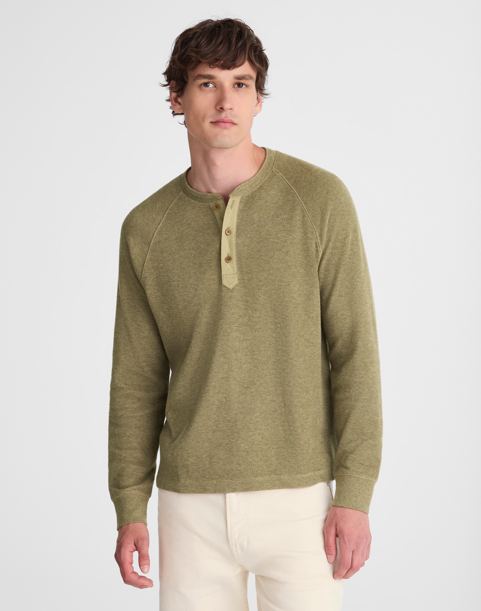 French Rib Knit Long-Sleeve Henley Tee