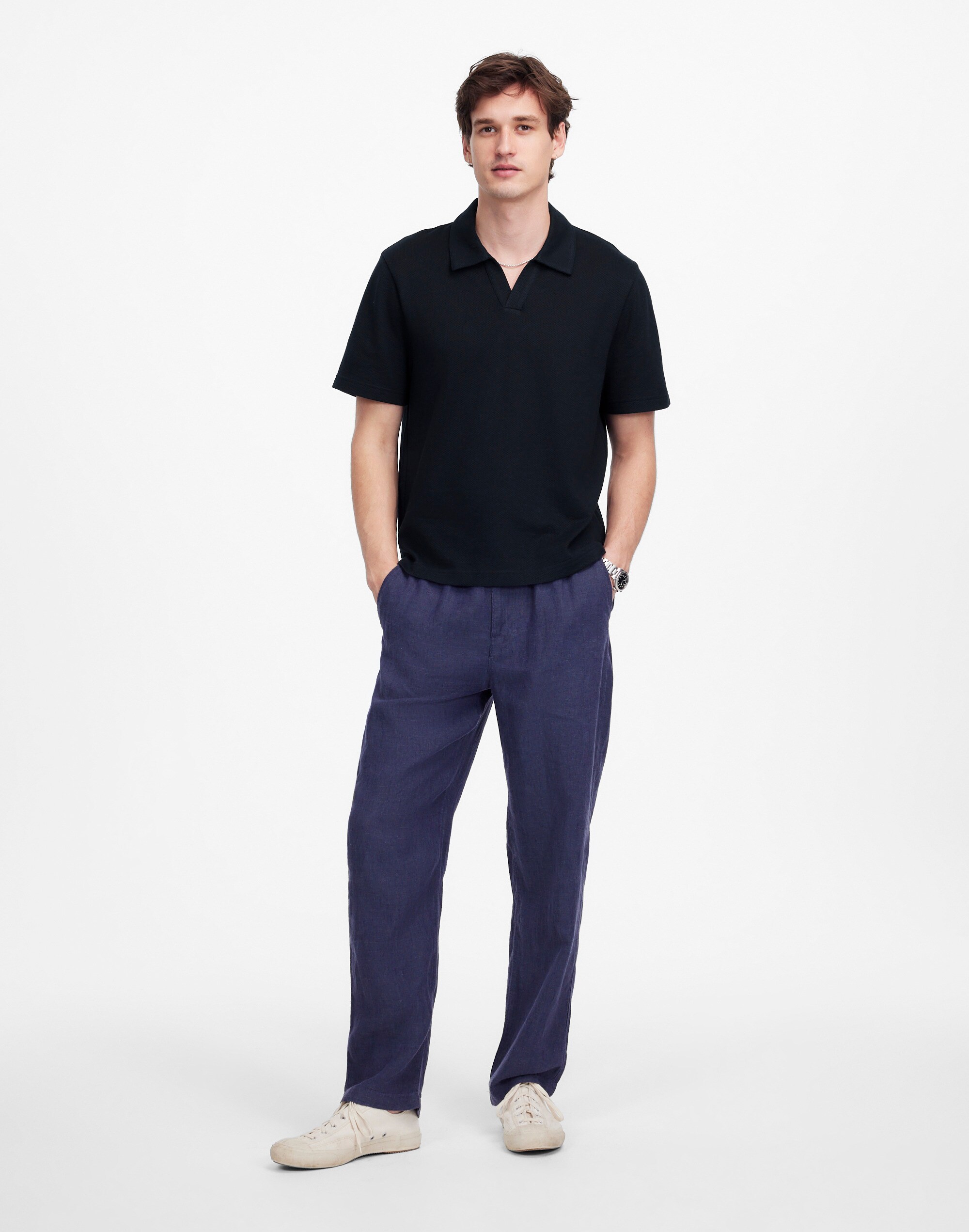 Johnny-Collar Polo in Heavyweight Mesh