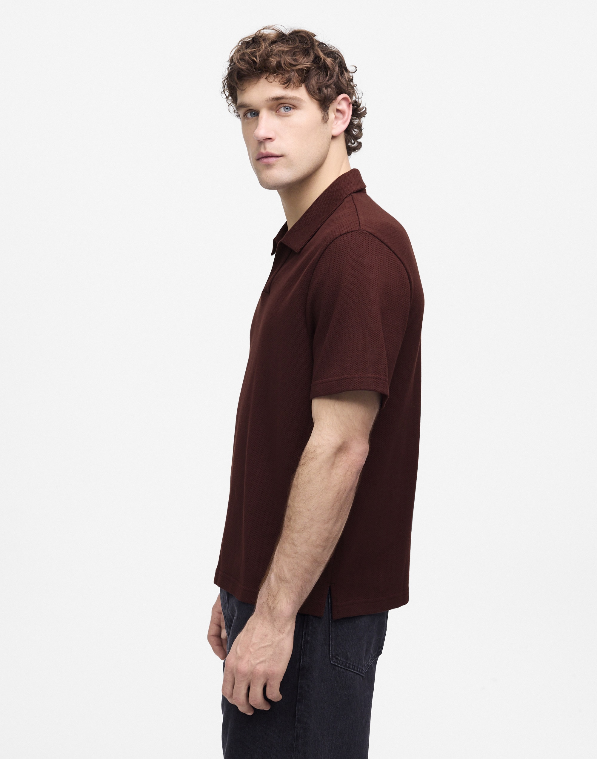 Johnny-Collar Polo in Heavyweight Mesh