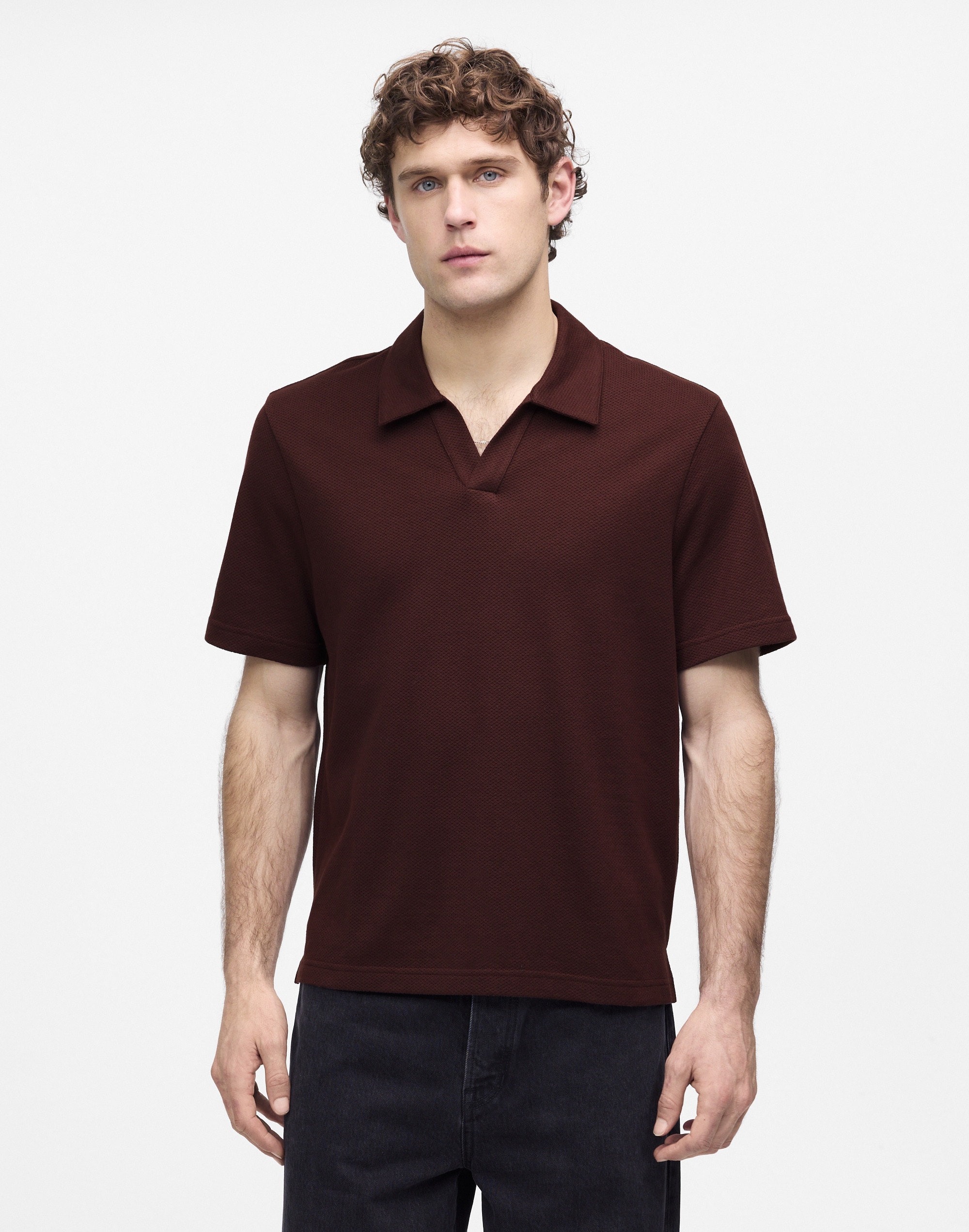 Johnny-Collar Polo in Heavyweight Mesh