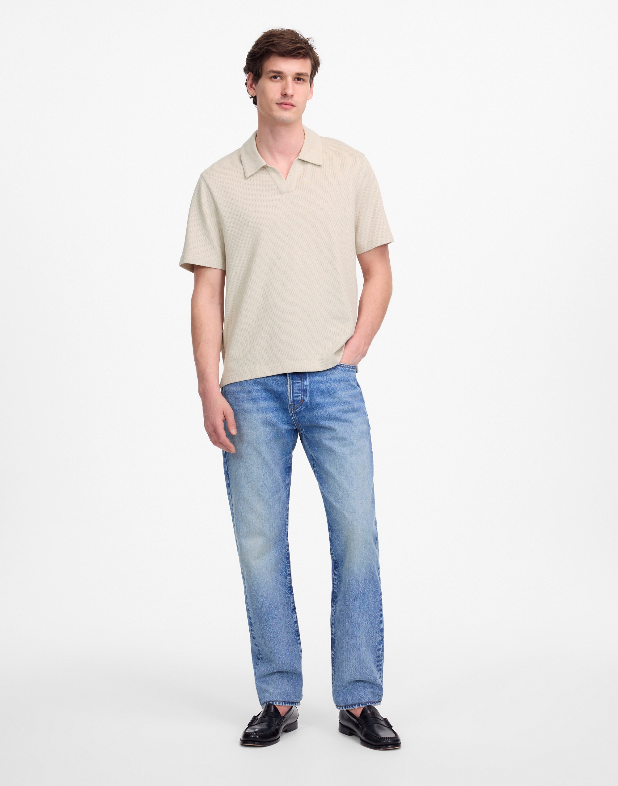 Johnny-Collar Polo in Heavyweight Mesh