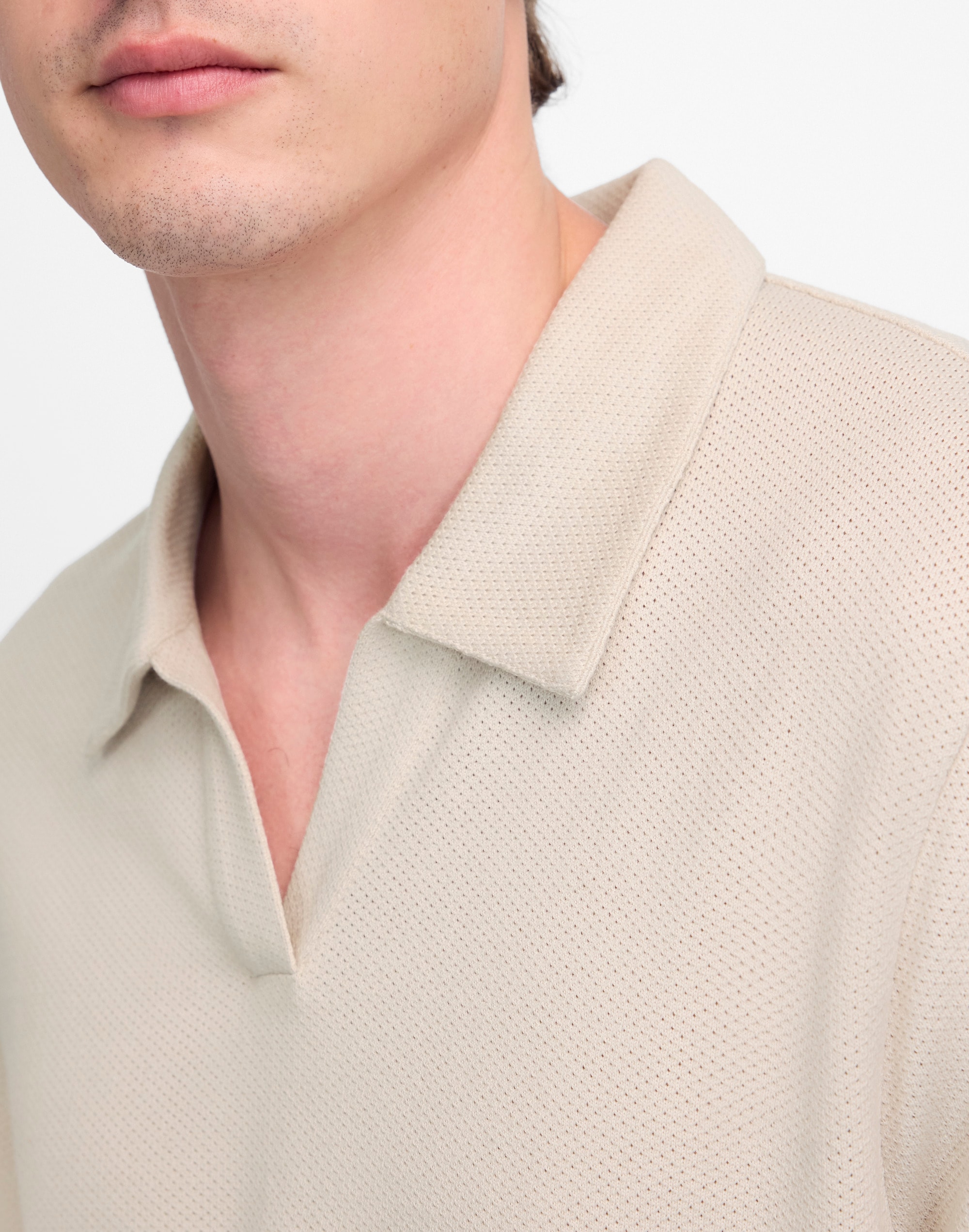 Johnny-Collar Polo in Heavyweight Mesh