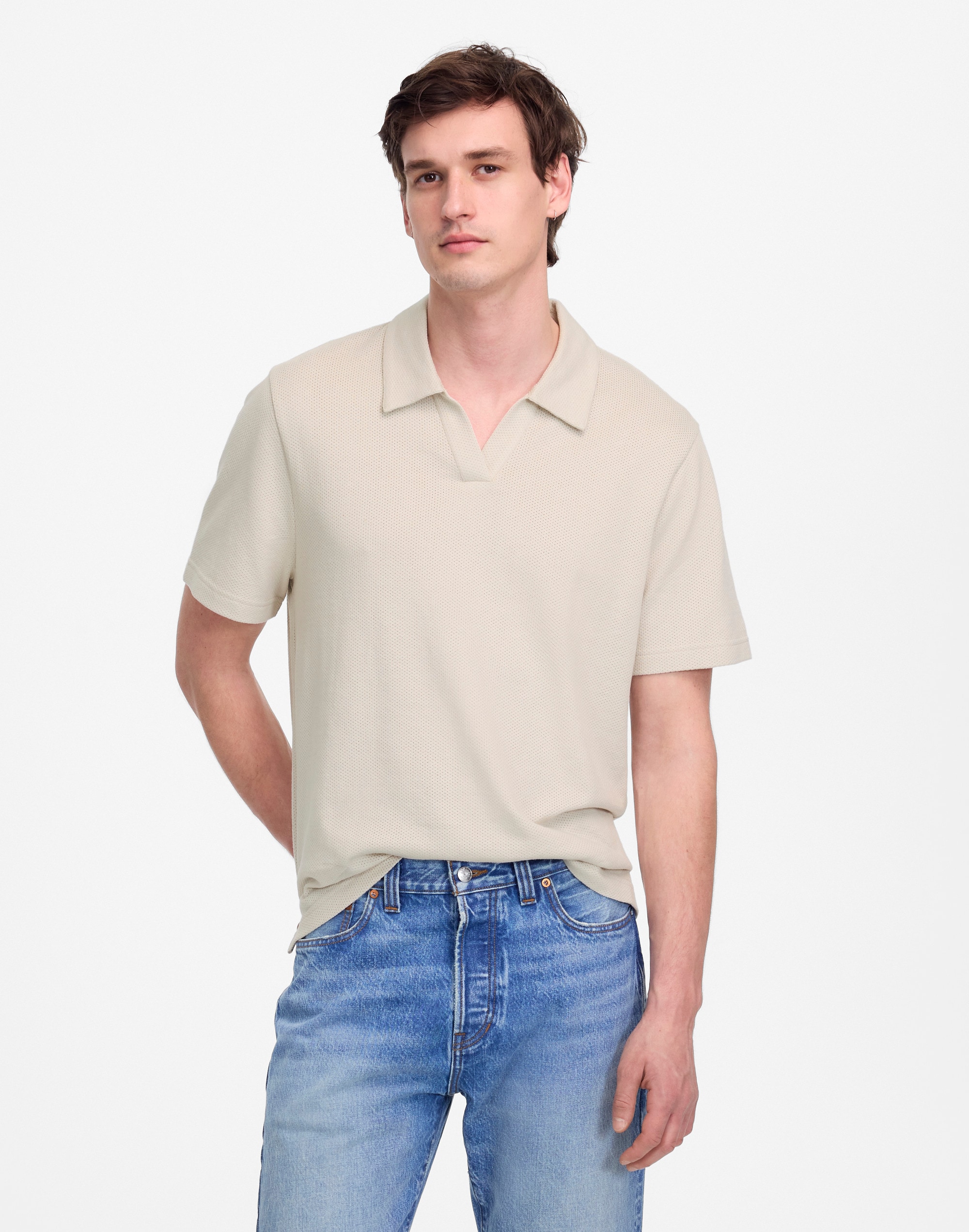Johnny-Collar Polo in Heavyweight Mesh