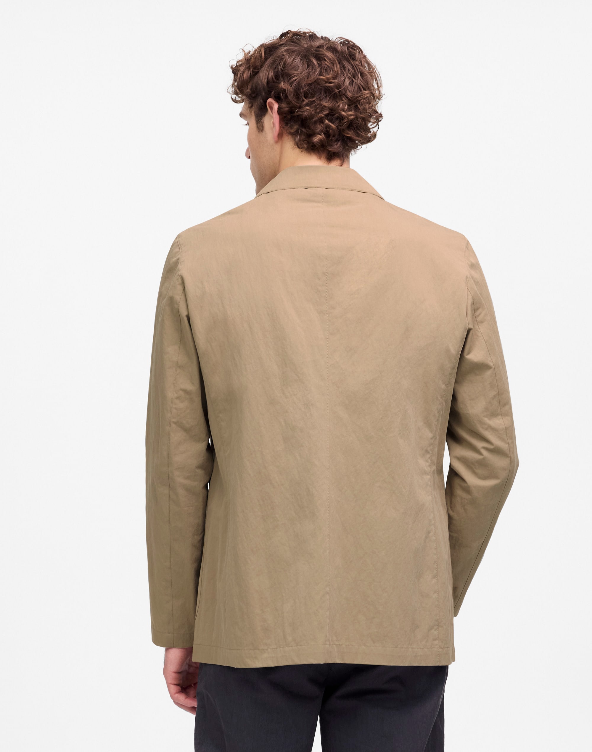 Unstructured Three-Button Blazer in Cotton Blend