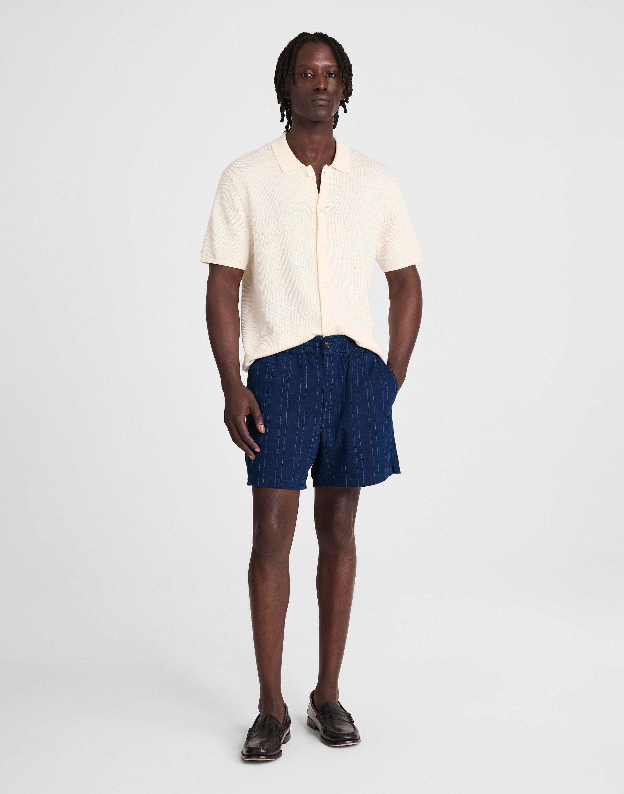 Indigo-Dyed Stripe Everywear Shorts