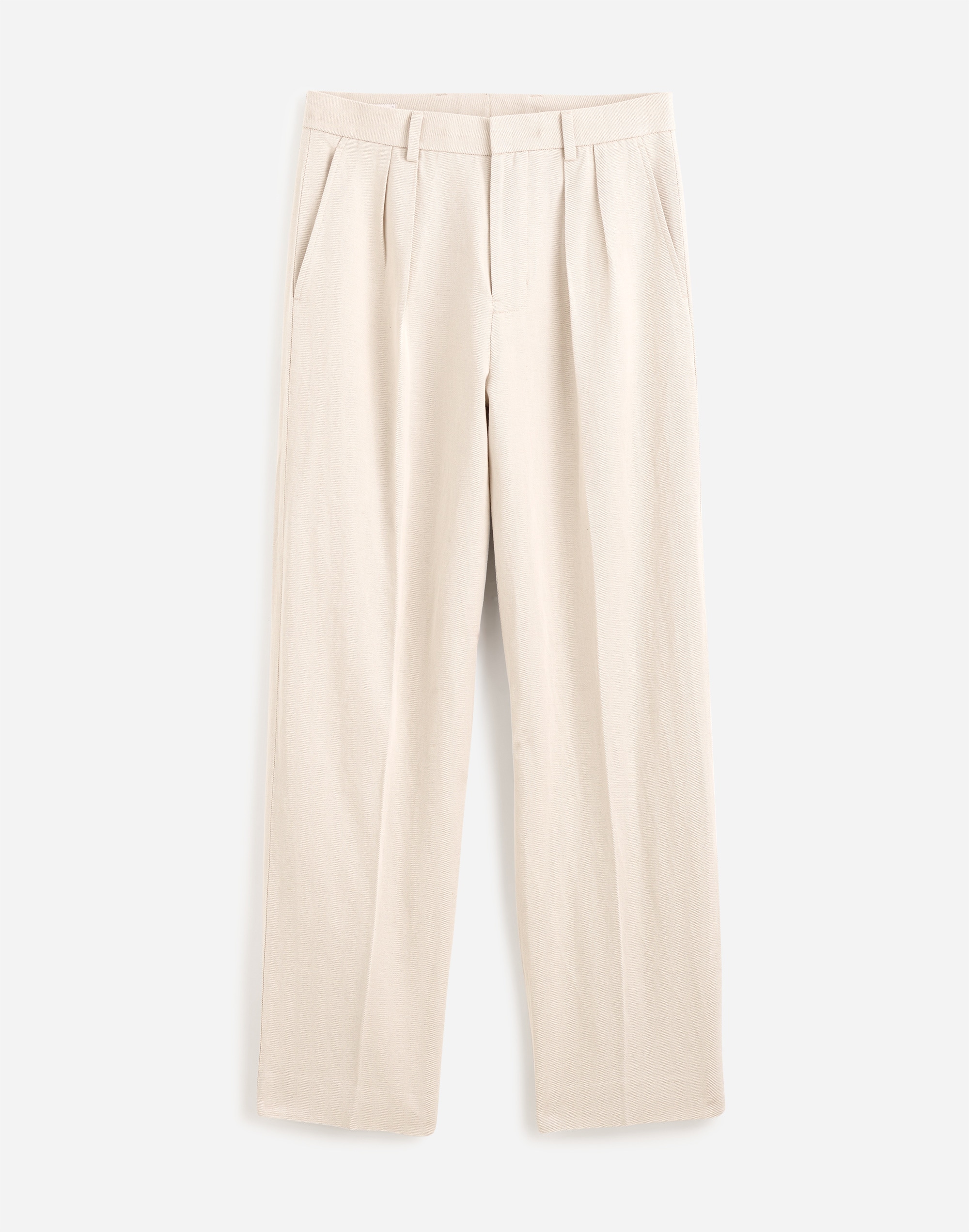 Double-Pleated Trouser in Cotton-Linen Blend