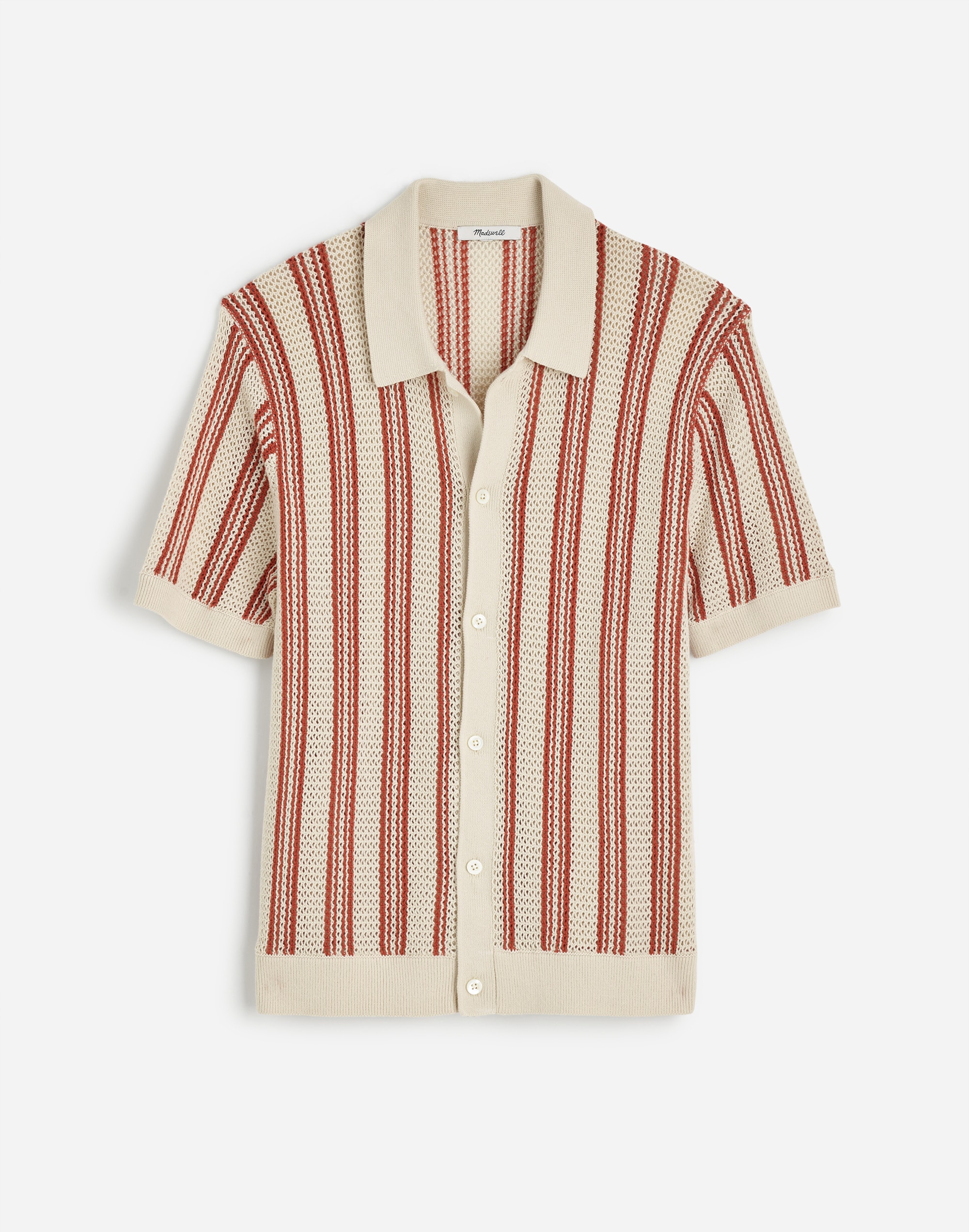 Open-Stitch Button-Up Sweater Polo Alternate Image 6