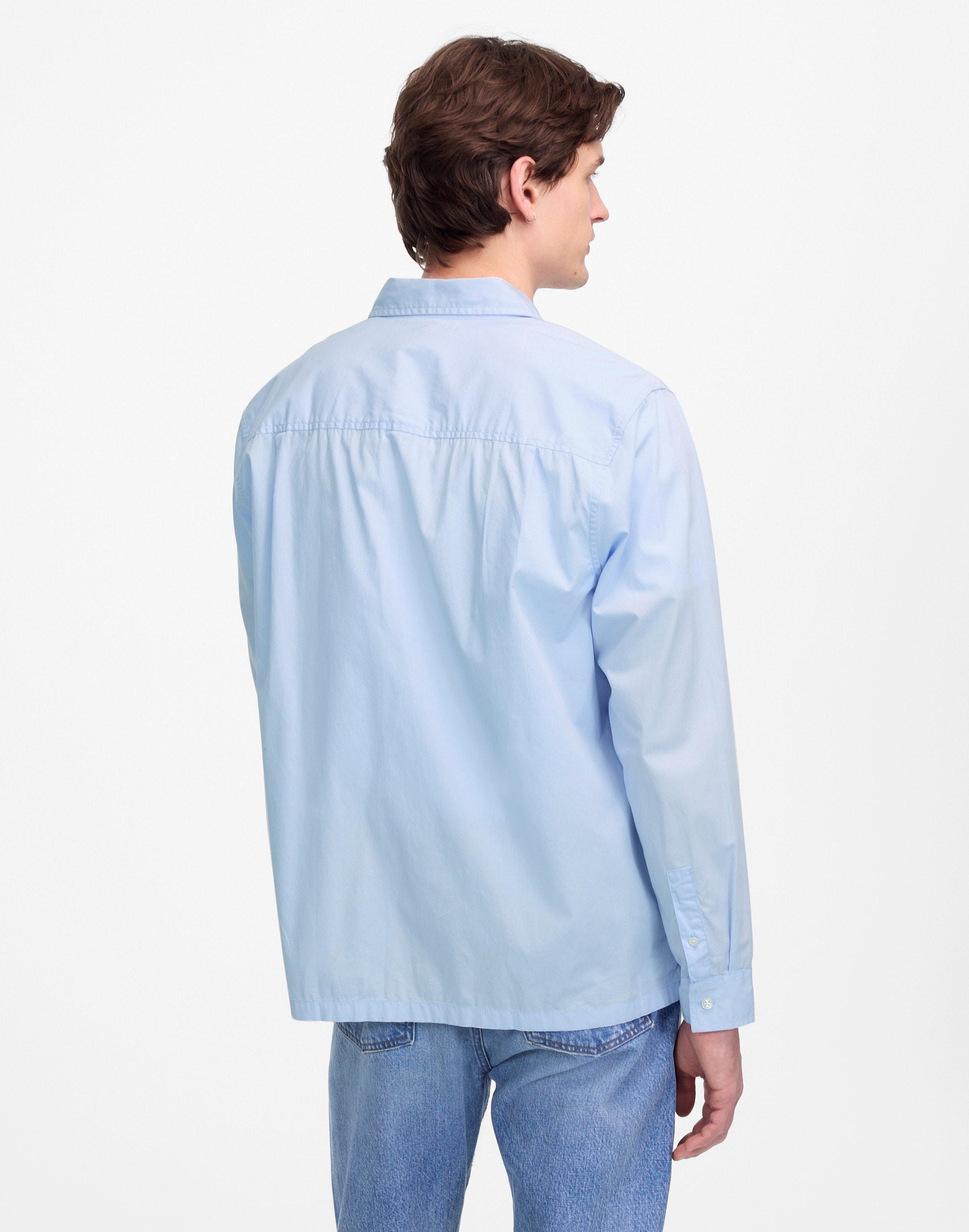 Straight-Hem Cotton Button-Up Shirt