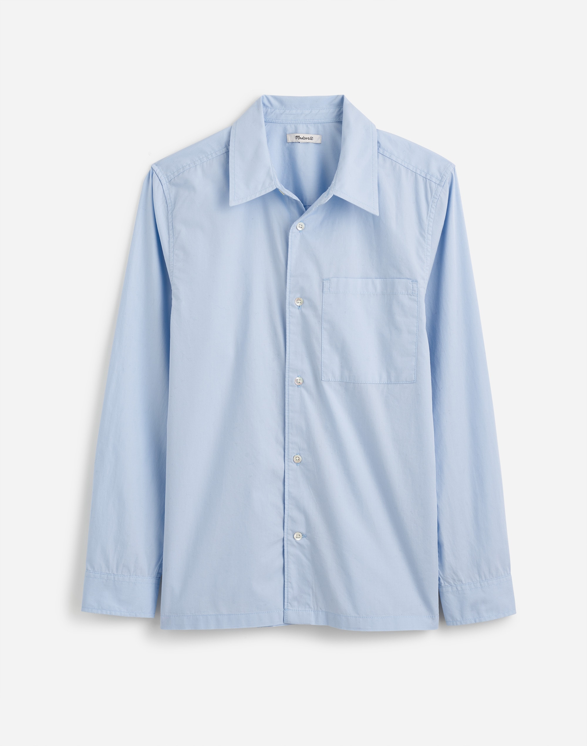 Straight-Hem Cotton Button-Up Shirt