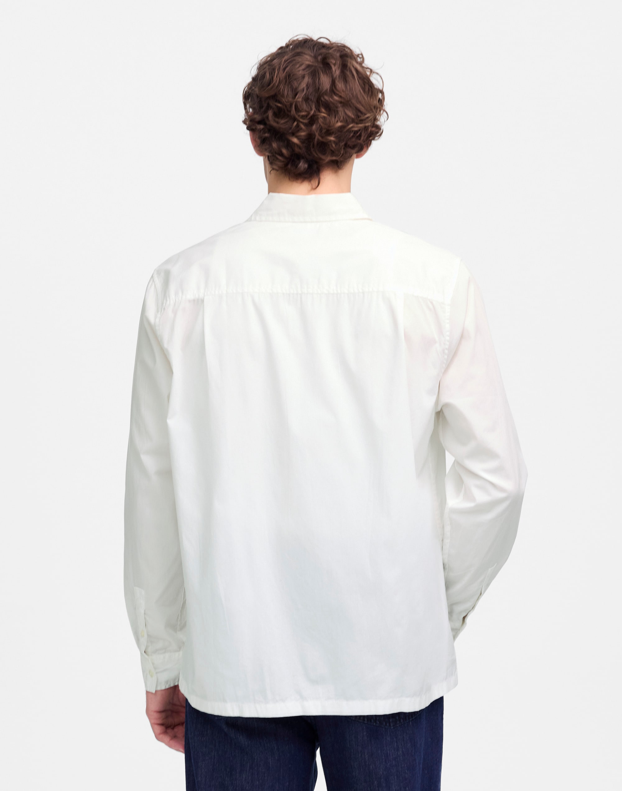 Straight-Hem Cotton Button-Up Shirt