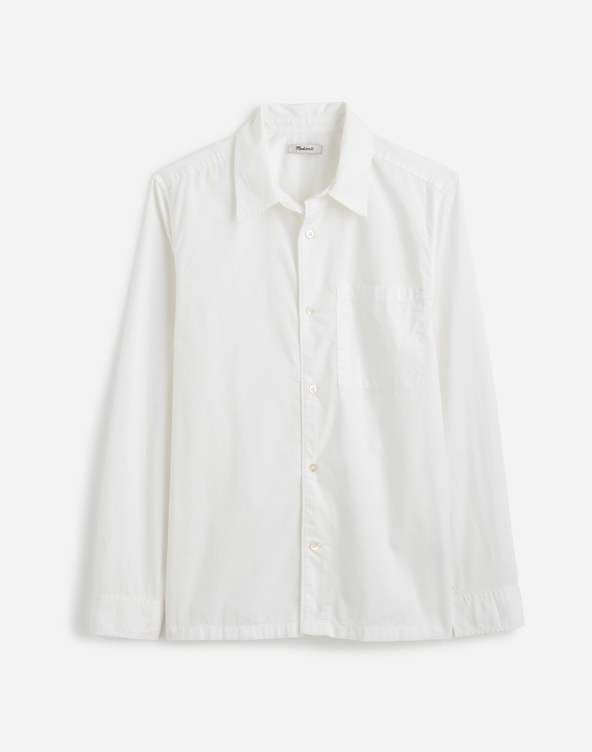Straight-Hem Cotton Button-Up Shirt