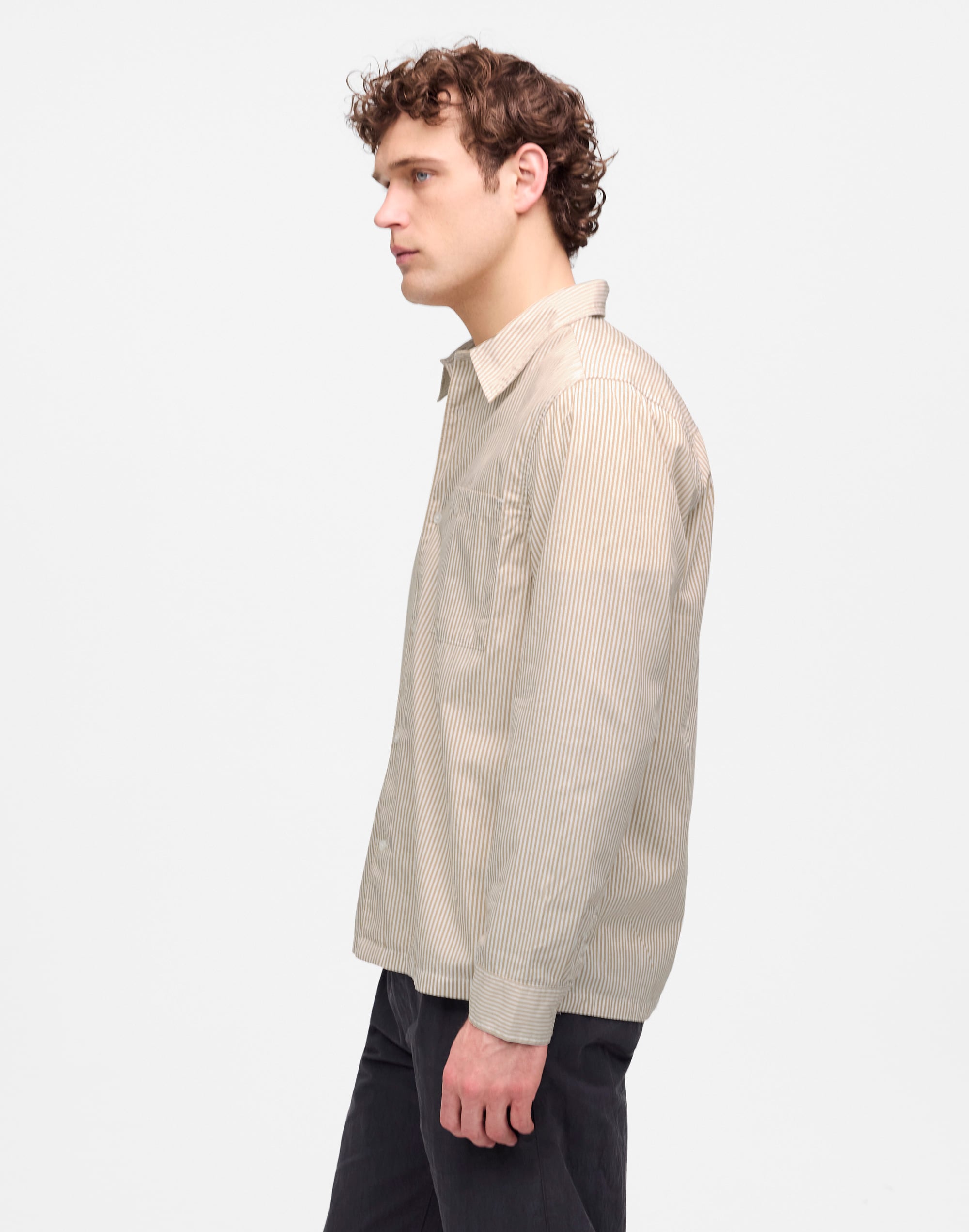 Straight-Hem Cotton Button-Up Shirt