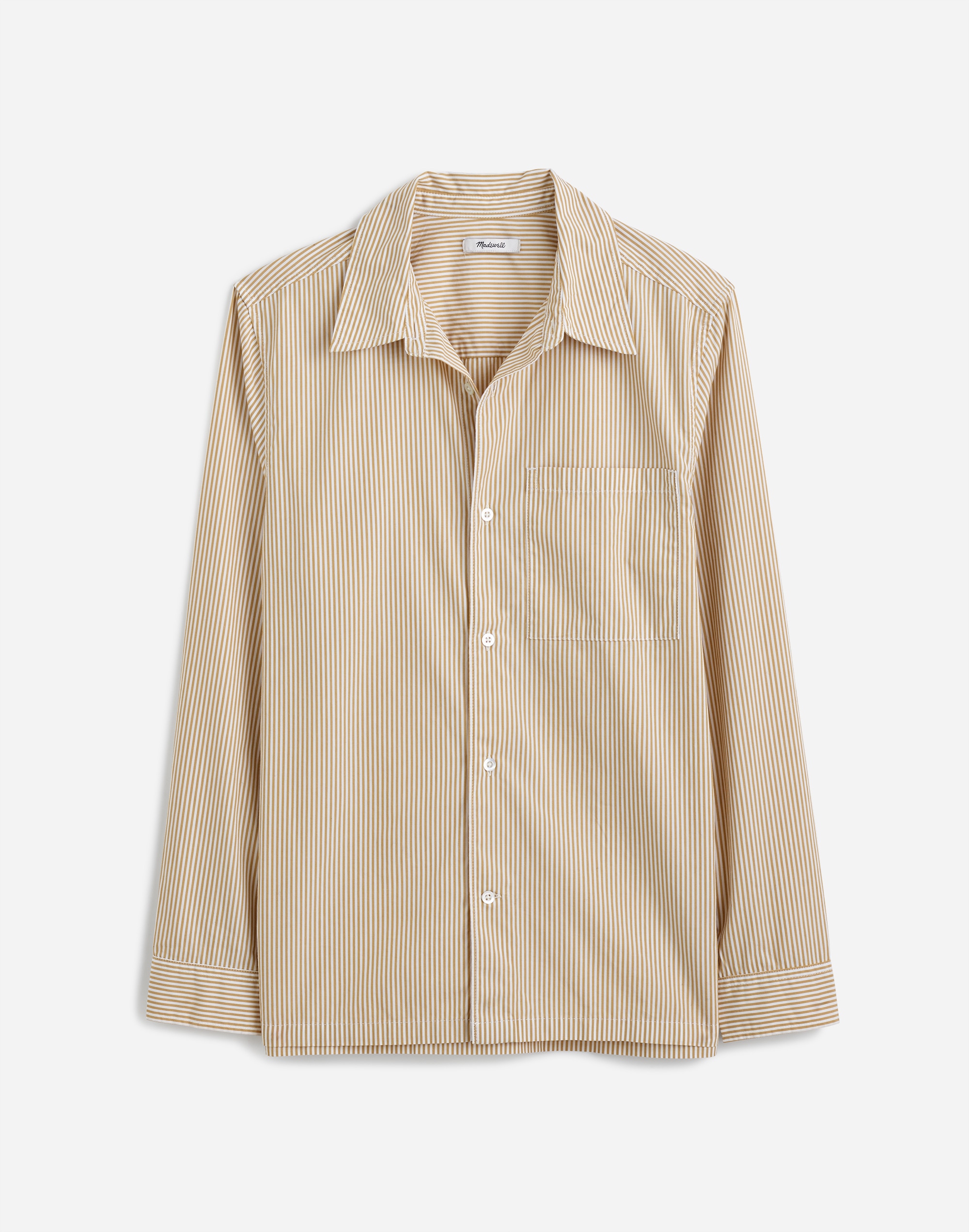 Straight-Hem Cotton Button-Up Shirt