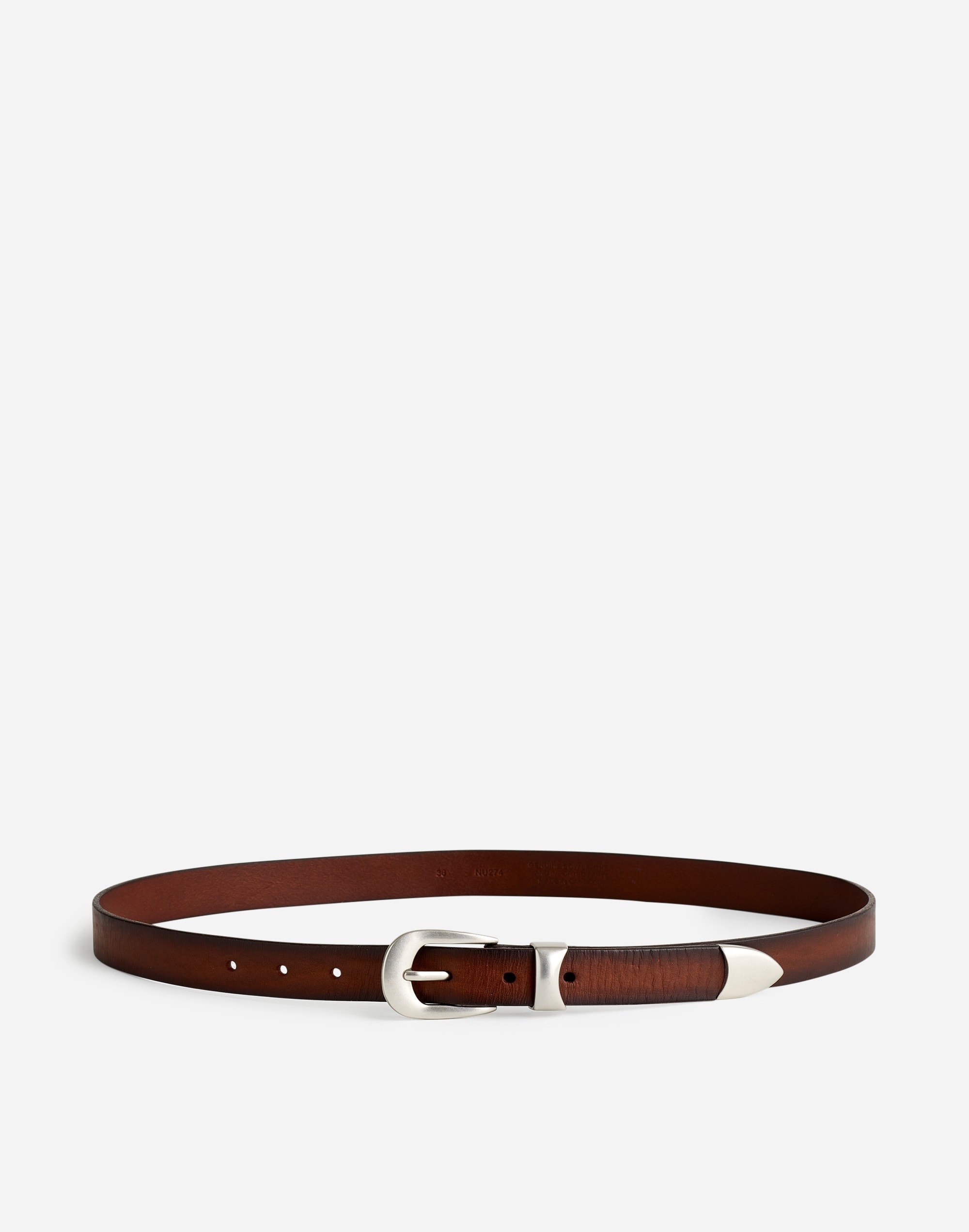 Metal-Tipped Three-Piece Leather Belt