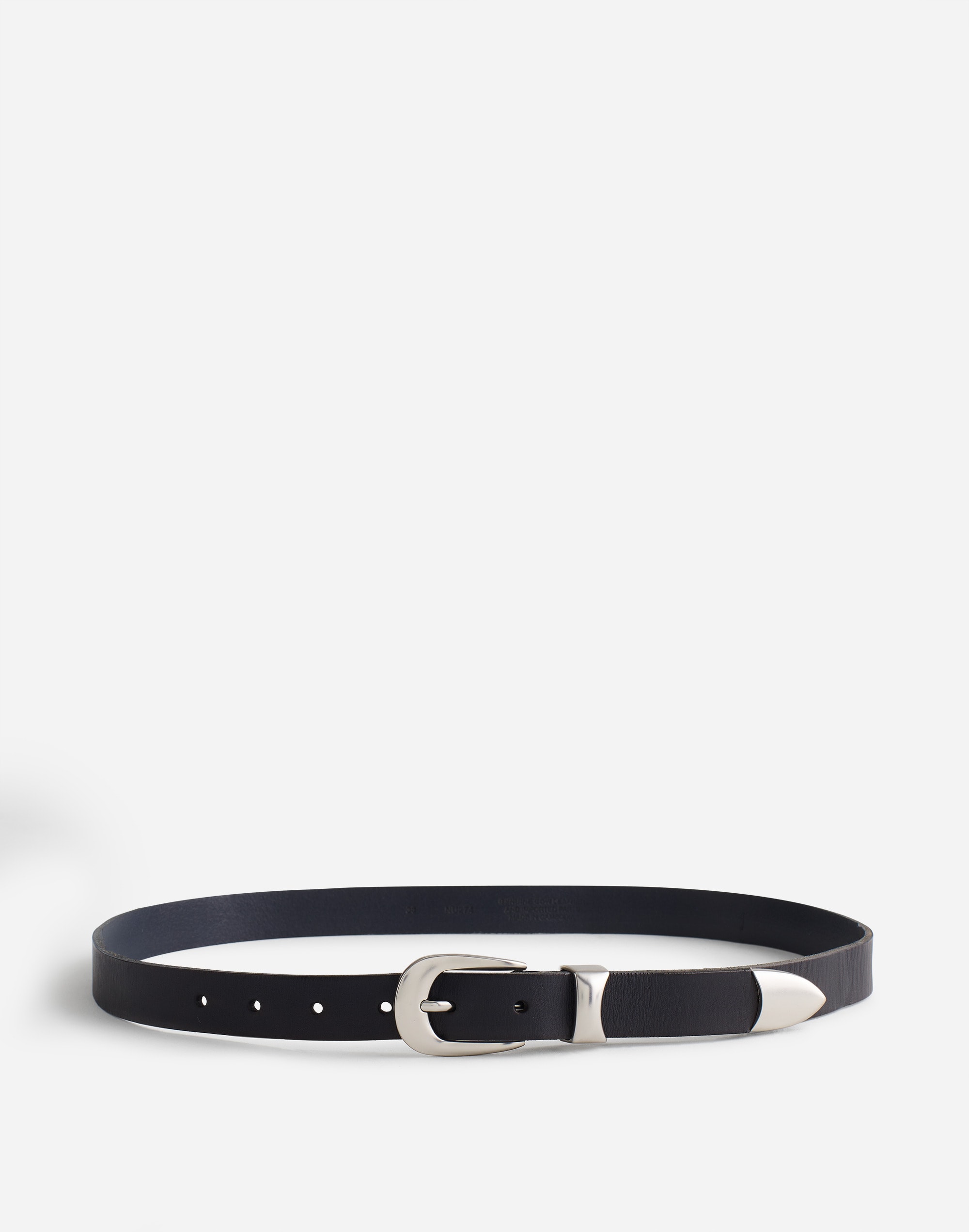 Metal-Tipped Three-Piece Leather Belt