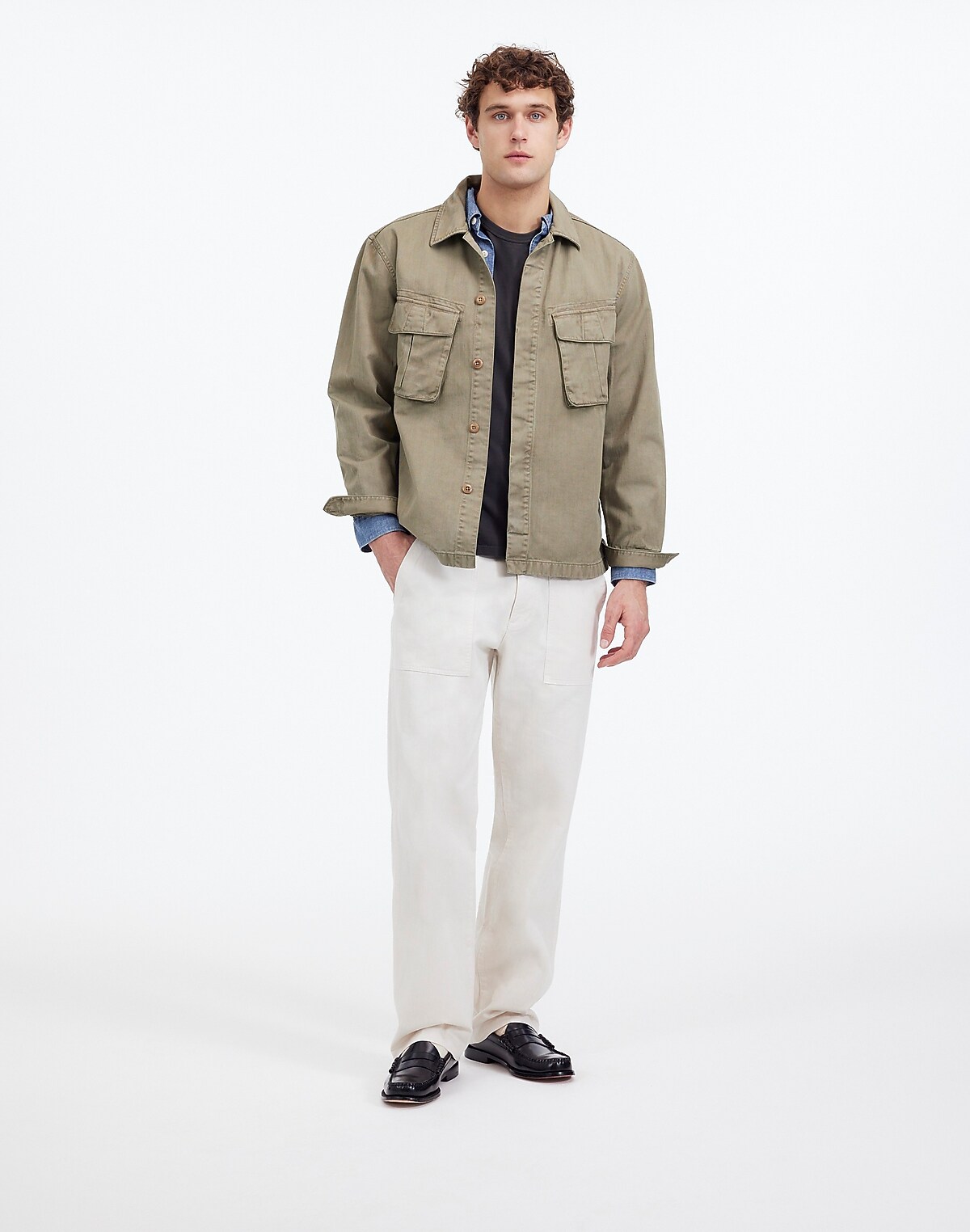 Utility Jacket in Garment-Dyed Cotton Twill