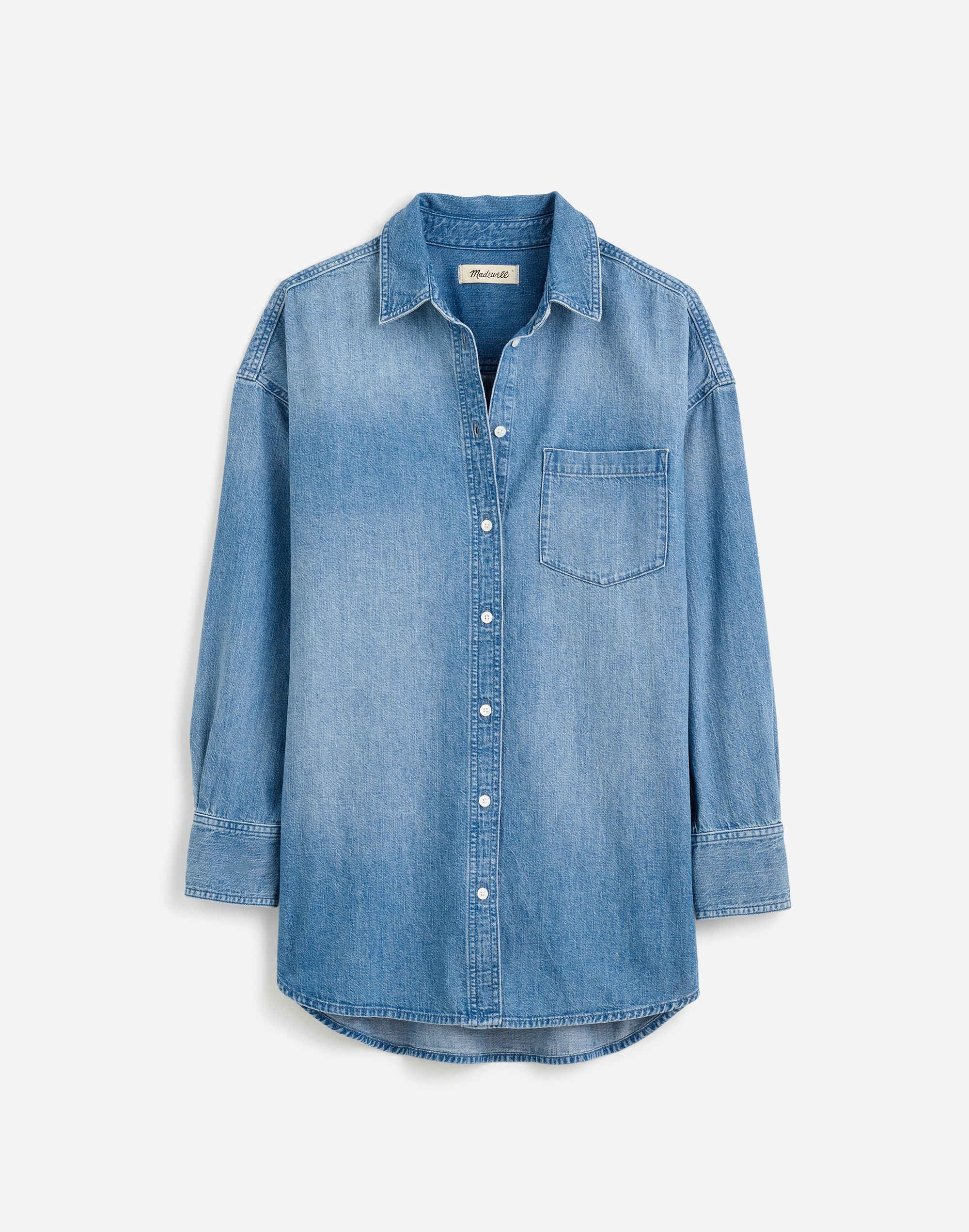 Denim Oversized Button-Up Shirt in Marnie Wash