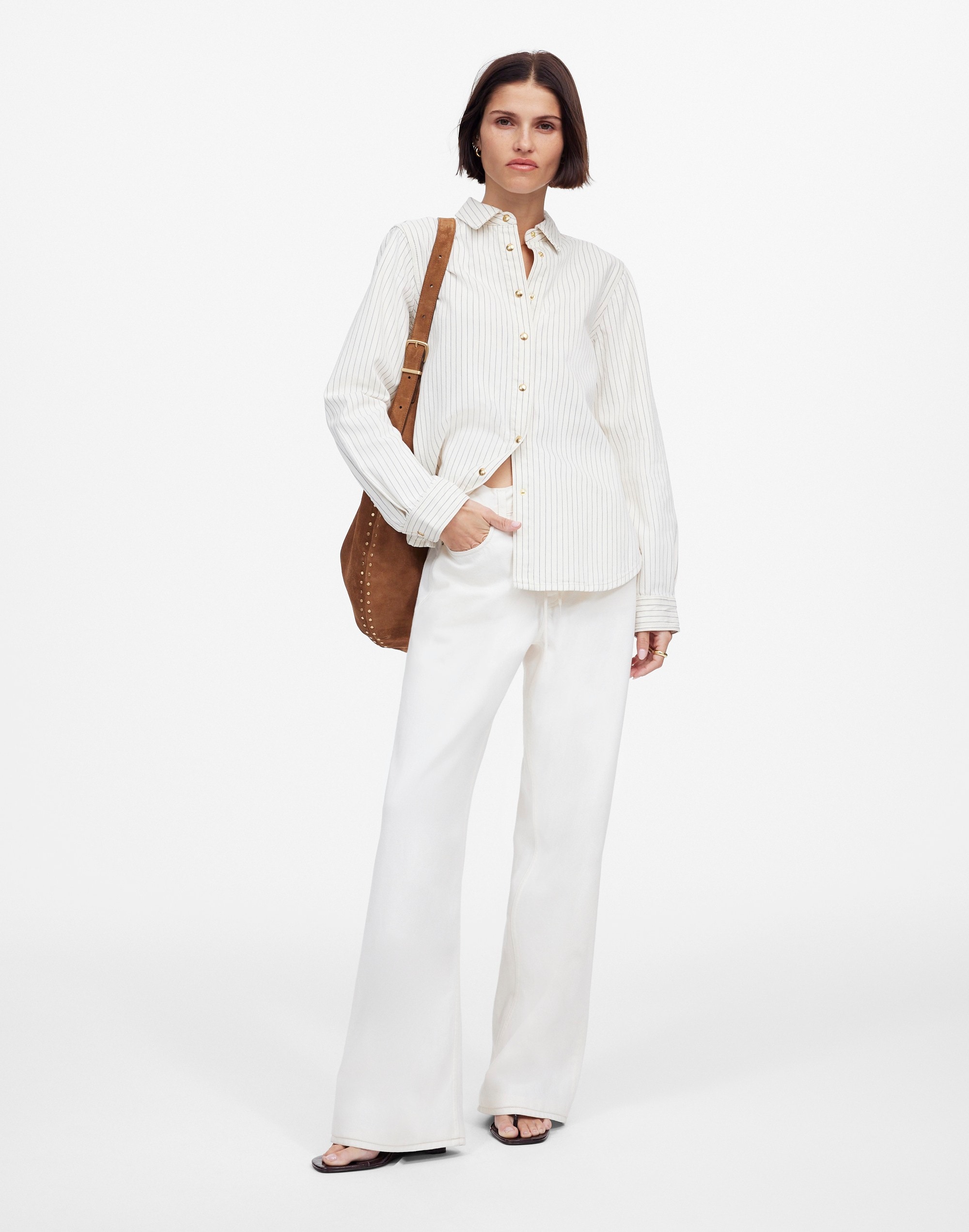 Denim Classic Button-Up Shirt in Pinstripe