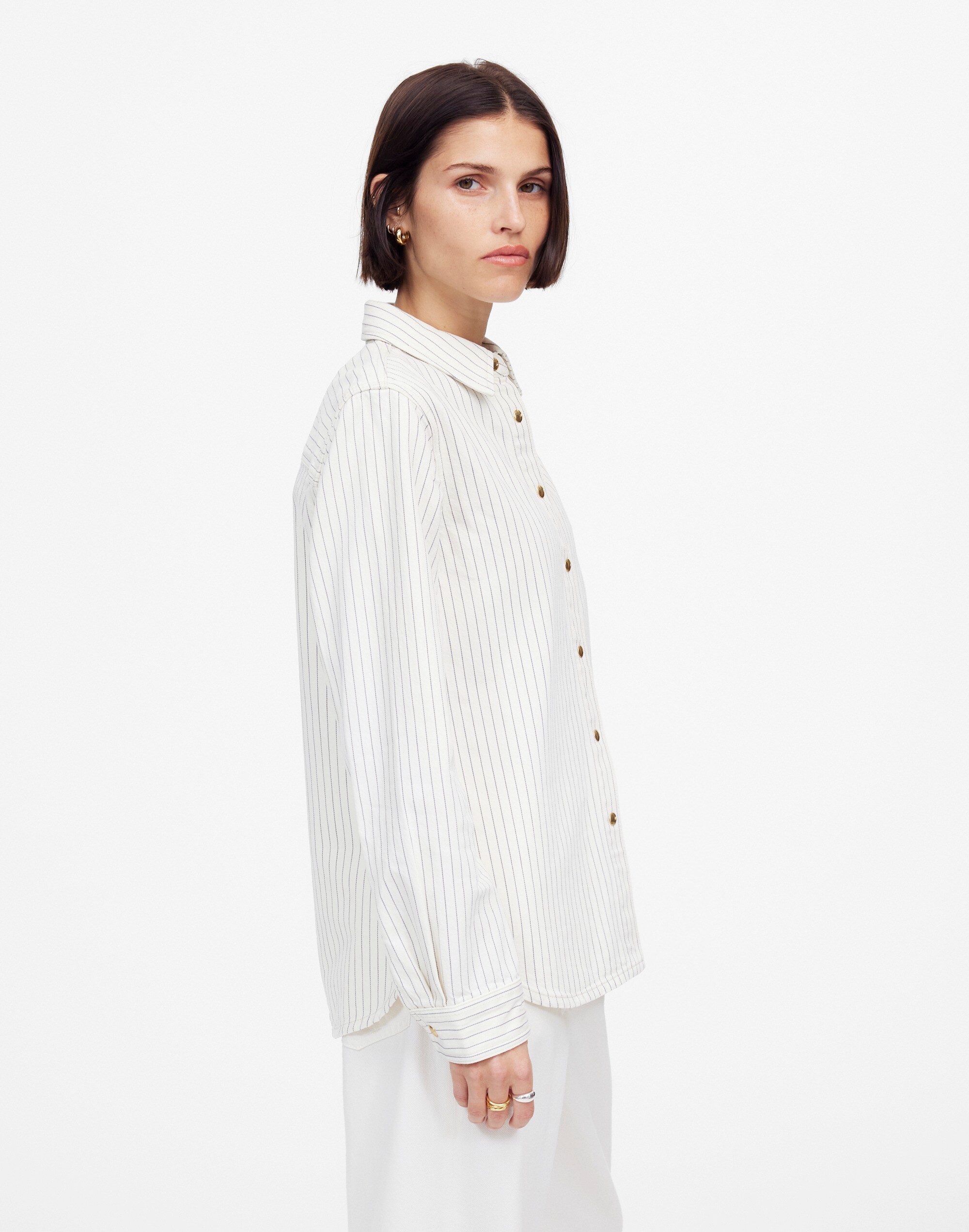 Denim Classic Button-Up Shirt in Pinstripe