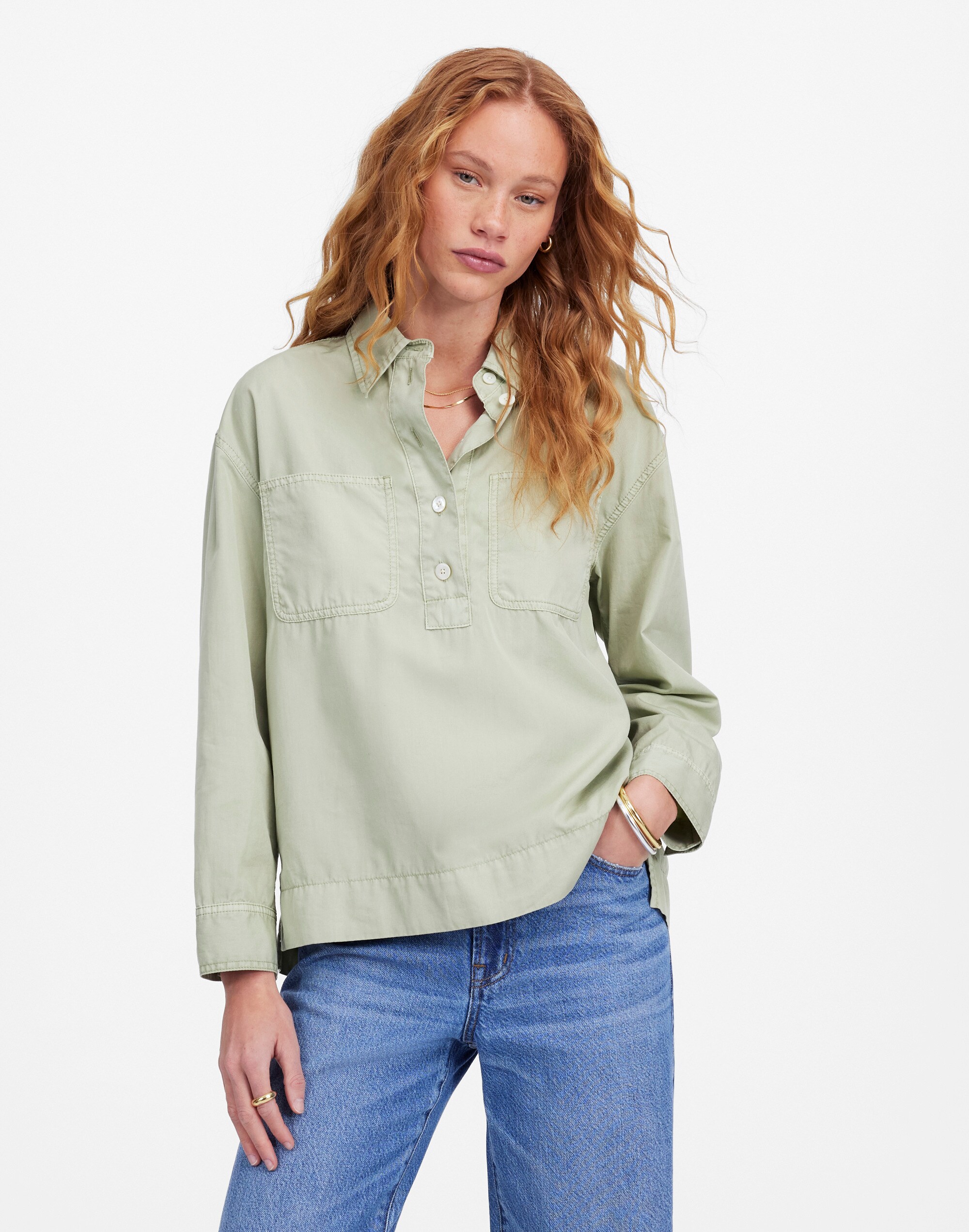 Denim Popover Shirt in Garment Dye