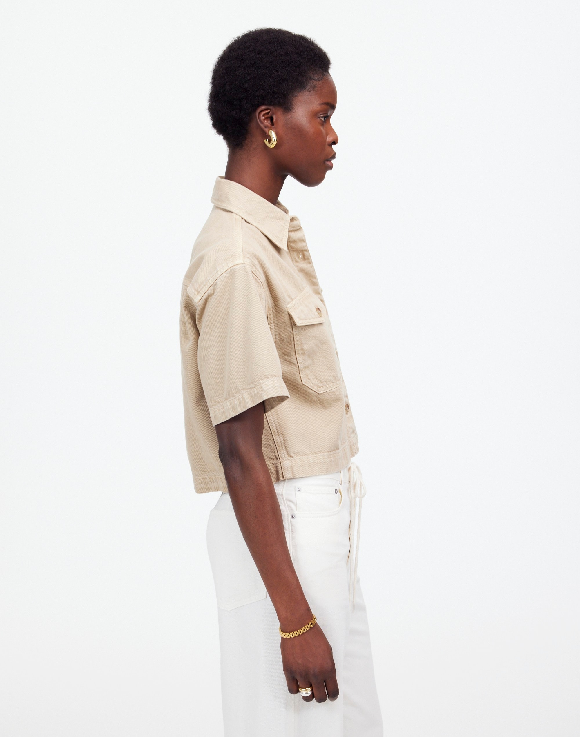 Boxy-Crop Button-Up Shirt: Airy Denim Edition