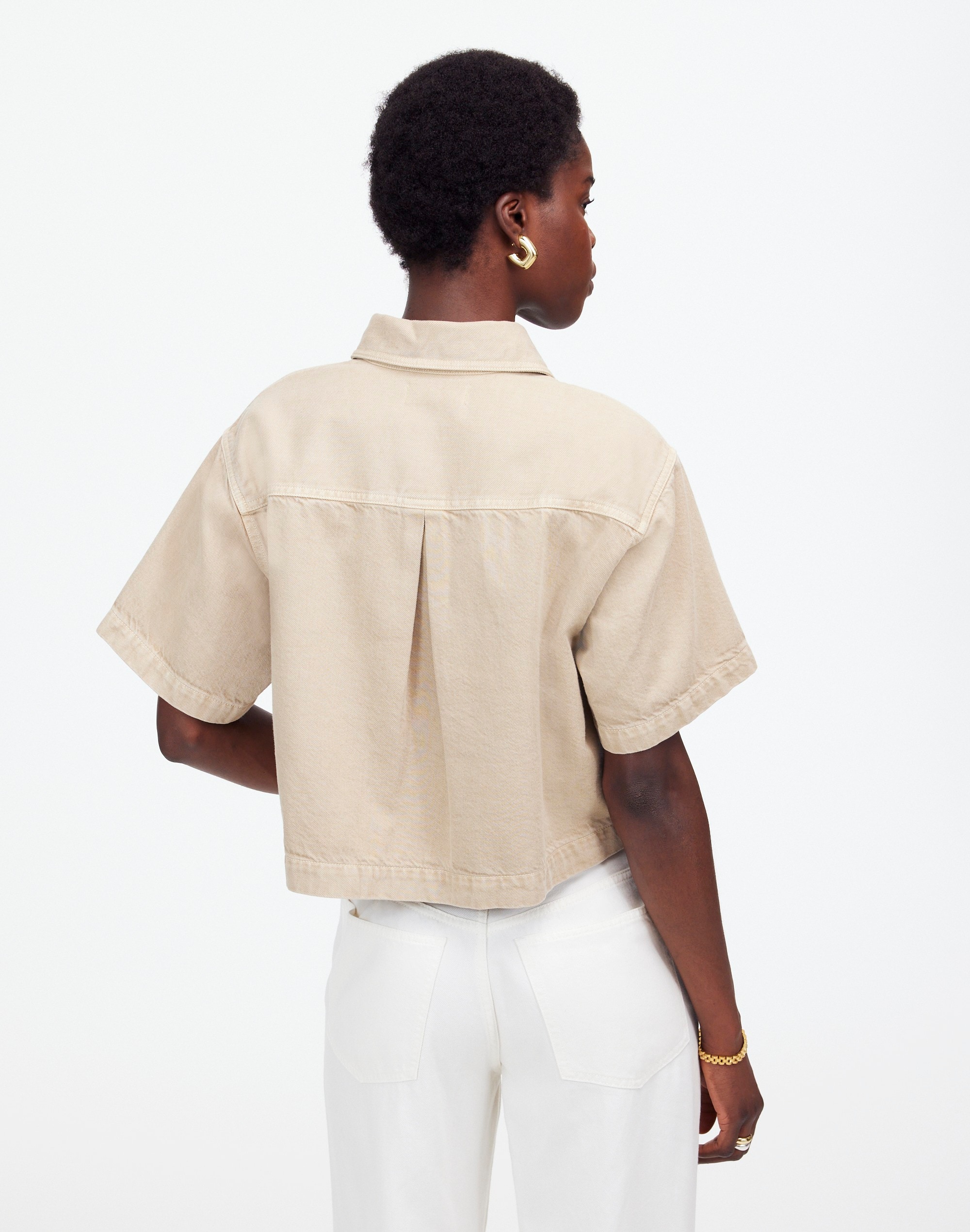 Boxy-Crop Button-Up Shirt: Airy Denim Edition