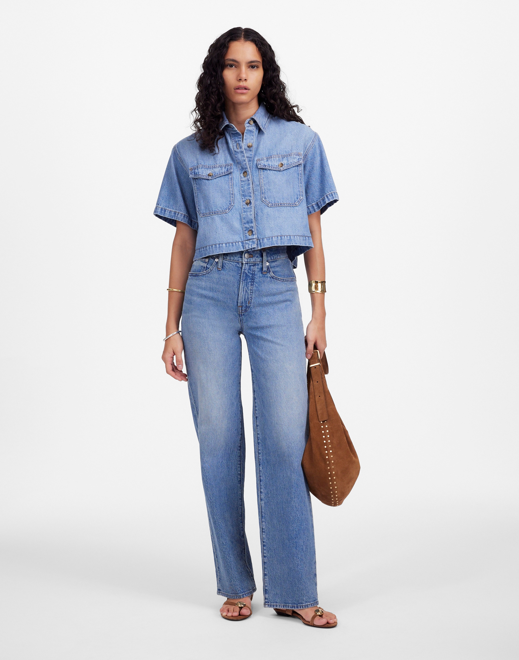 Boxy-Crop Button-Up Shirt: Airy Denim Edition
