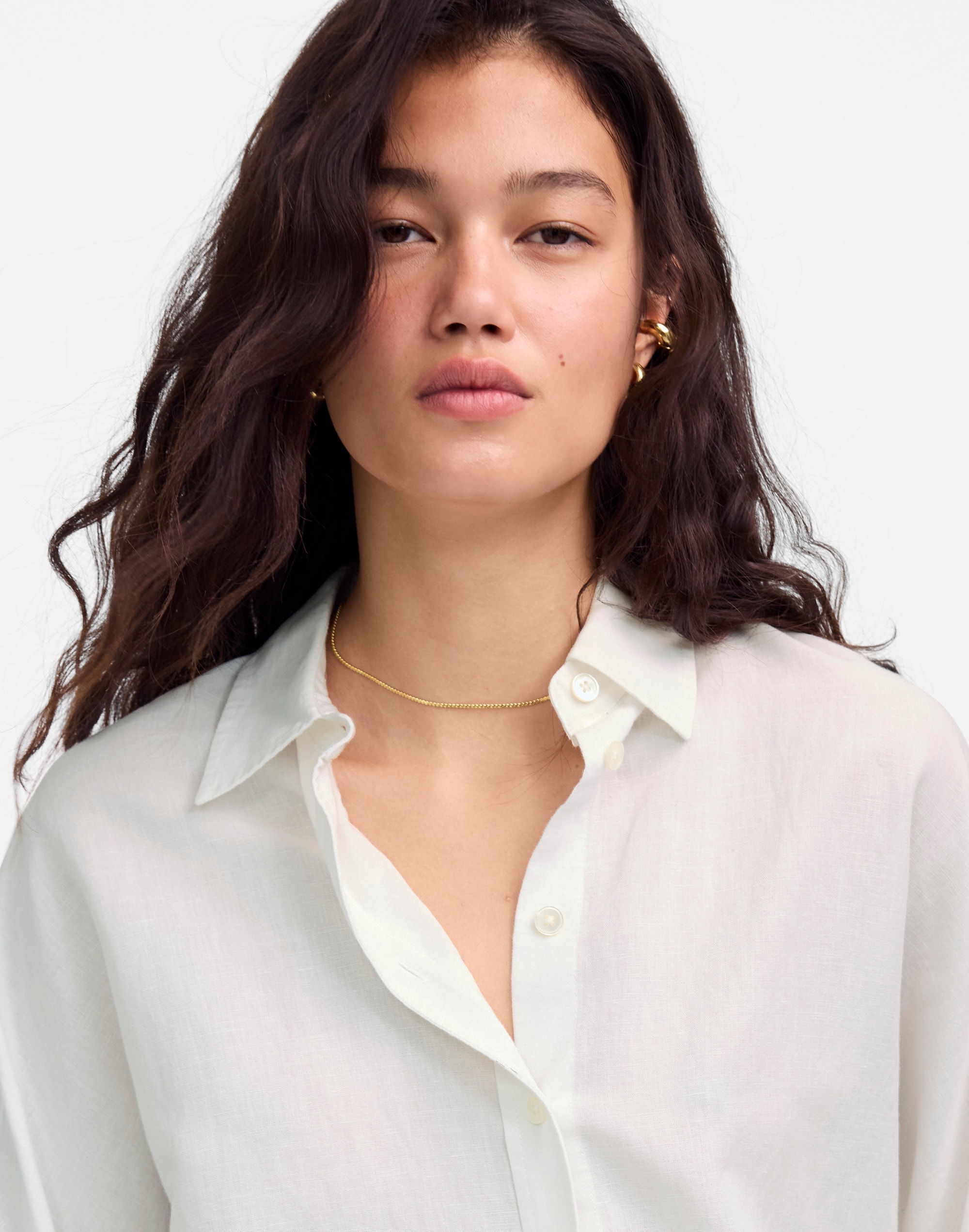Oversized Pleated-Sleeve Button-Up Shirt