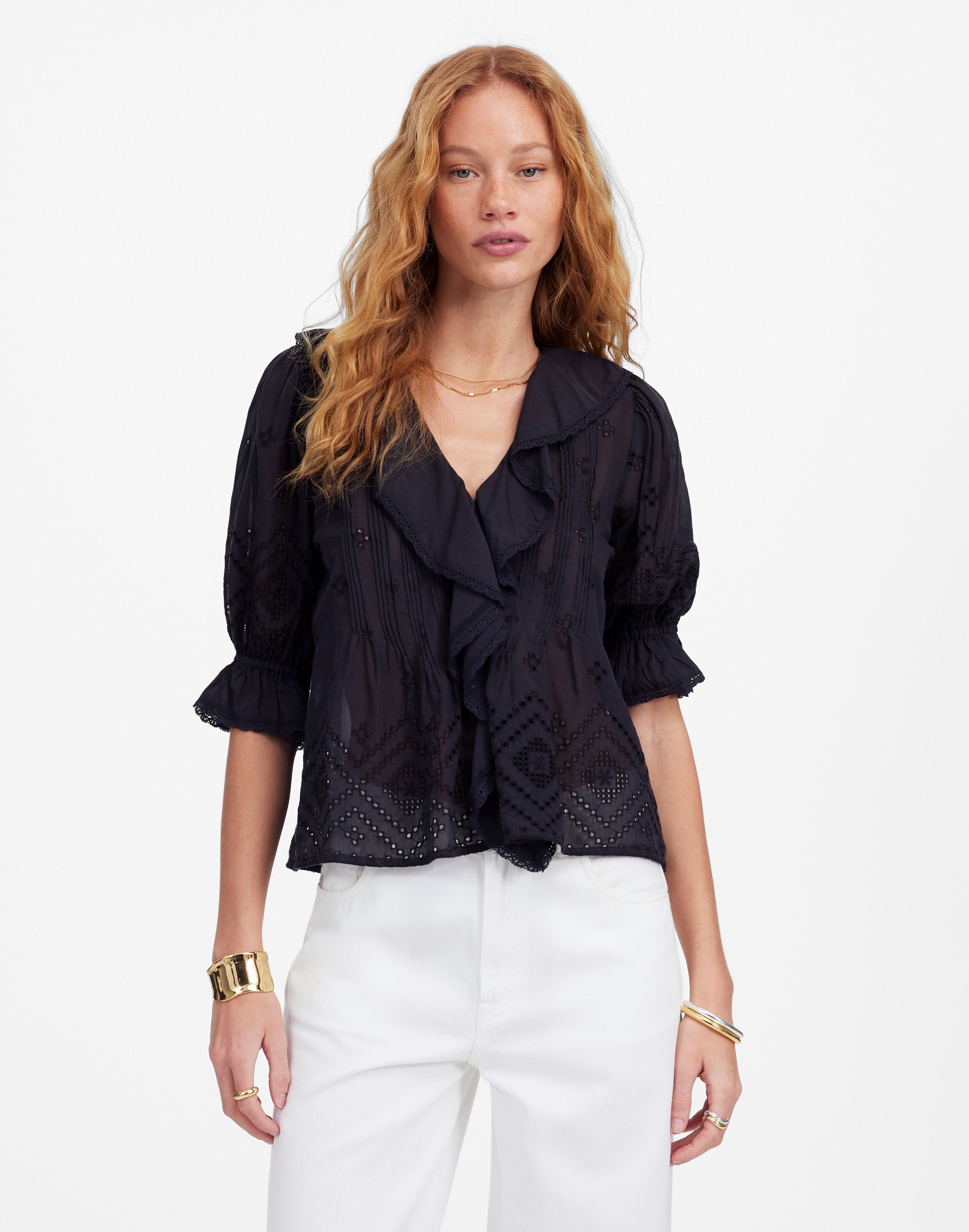 Ruffled Puff-Sleeve Top | Madewell