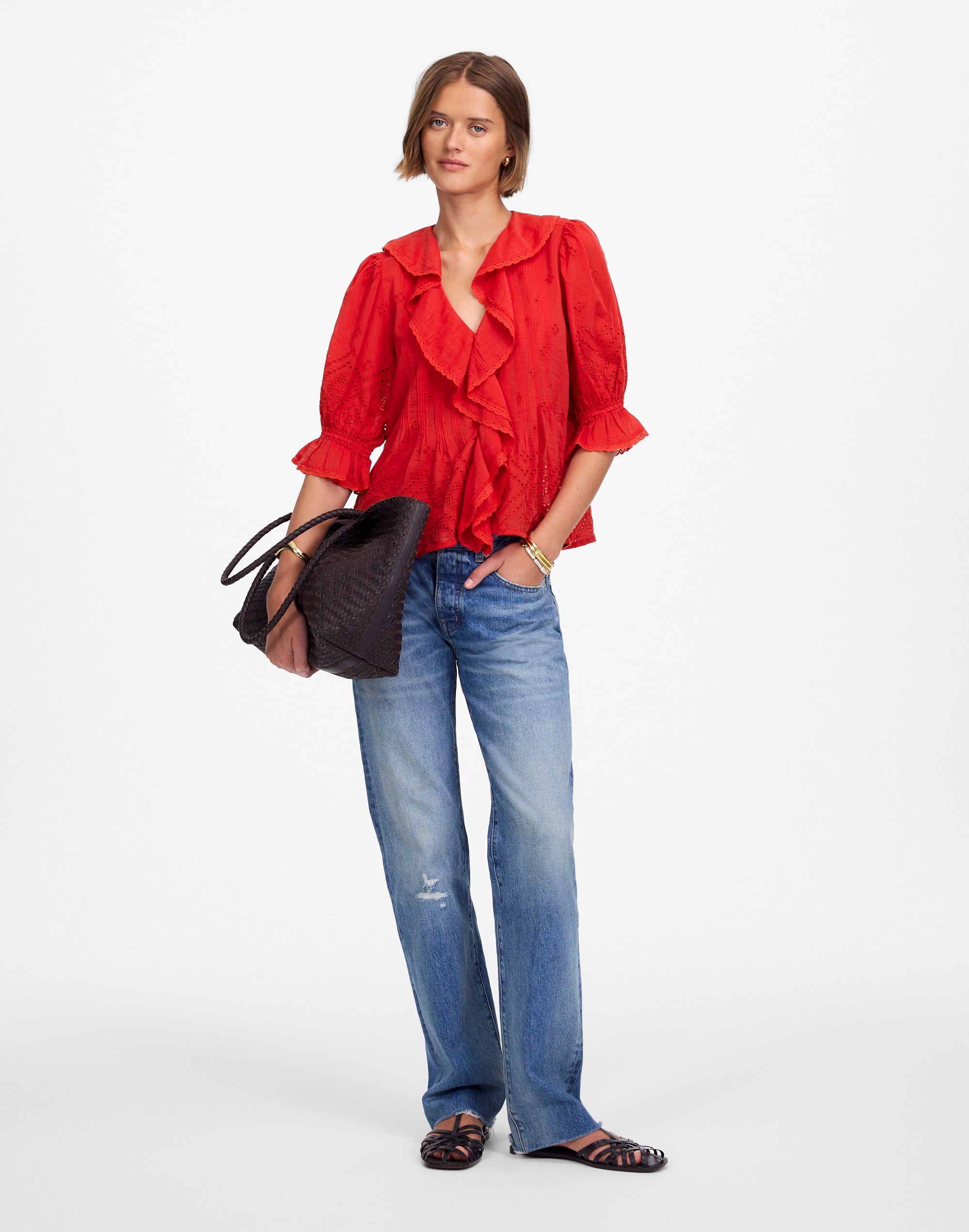 Ruffled Puff-Sleeve Top