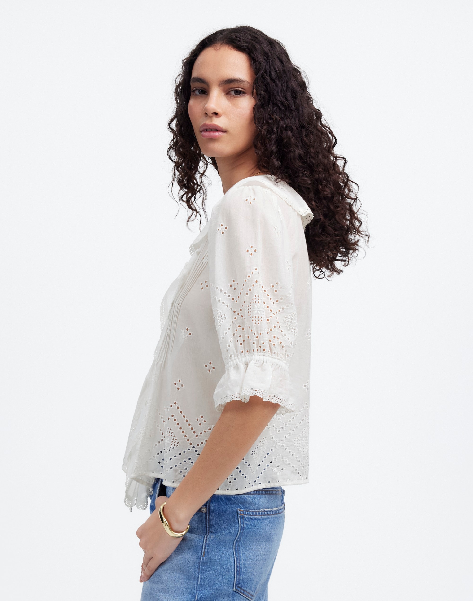Ruffled Puff-Sleeve Top
