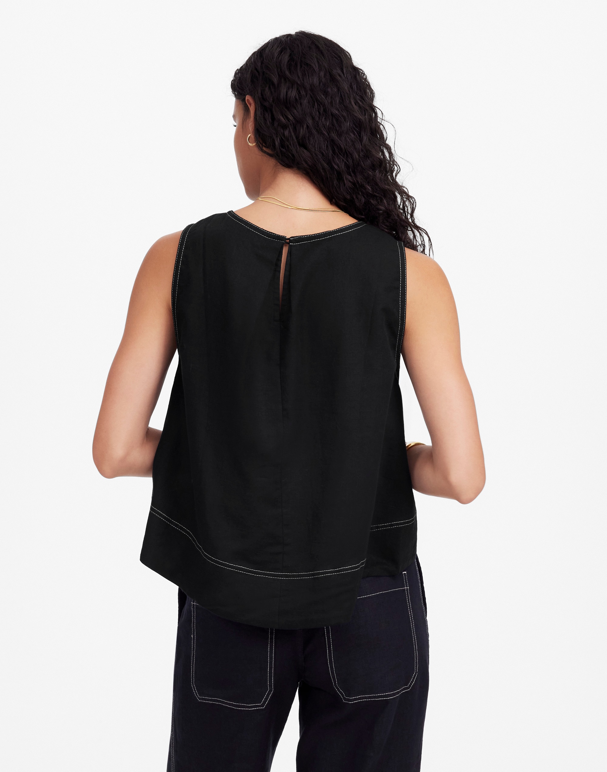 Linen Pleated Shell Top