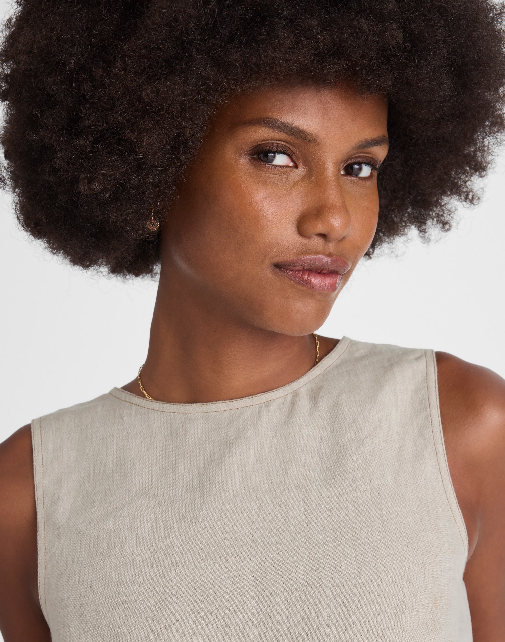 Linen Pleated Shell Top