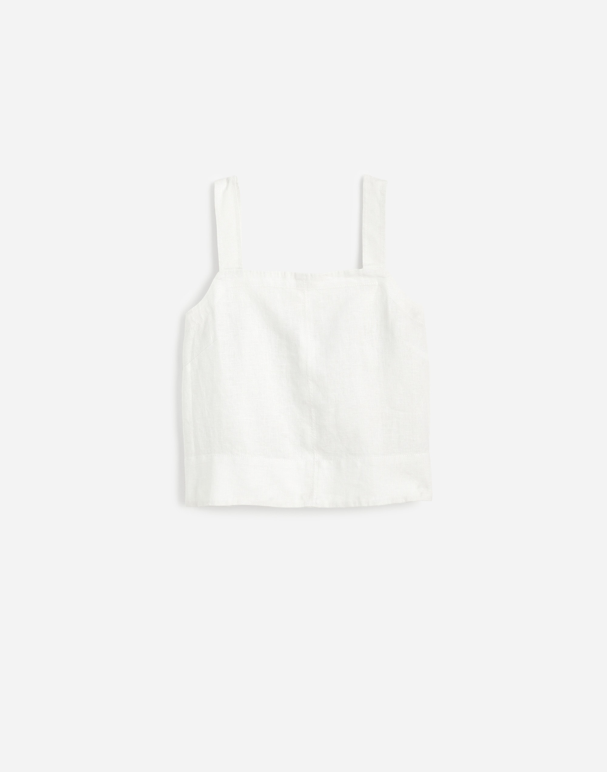 Contrast-Stitch Squareneck Top in 100% Linen