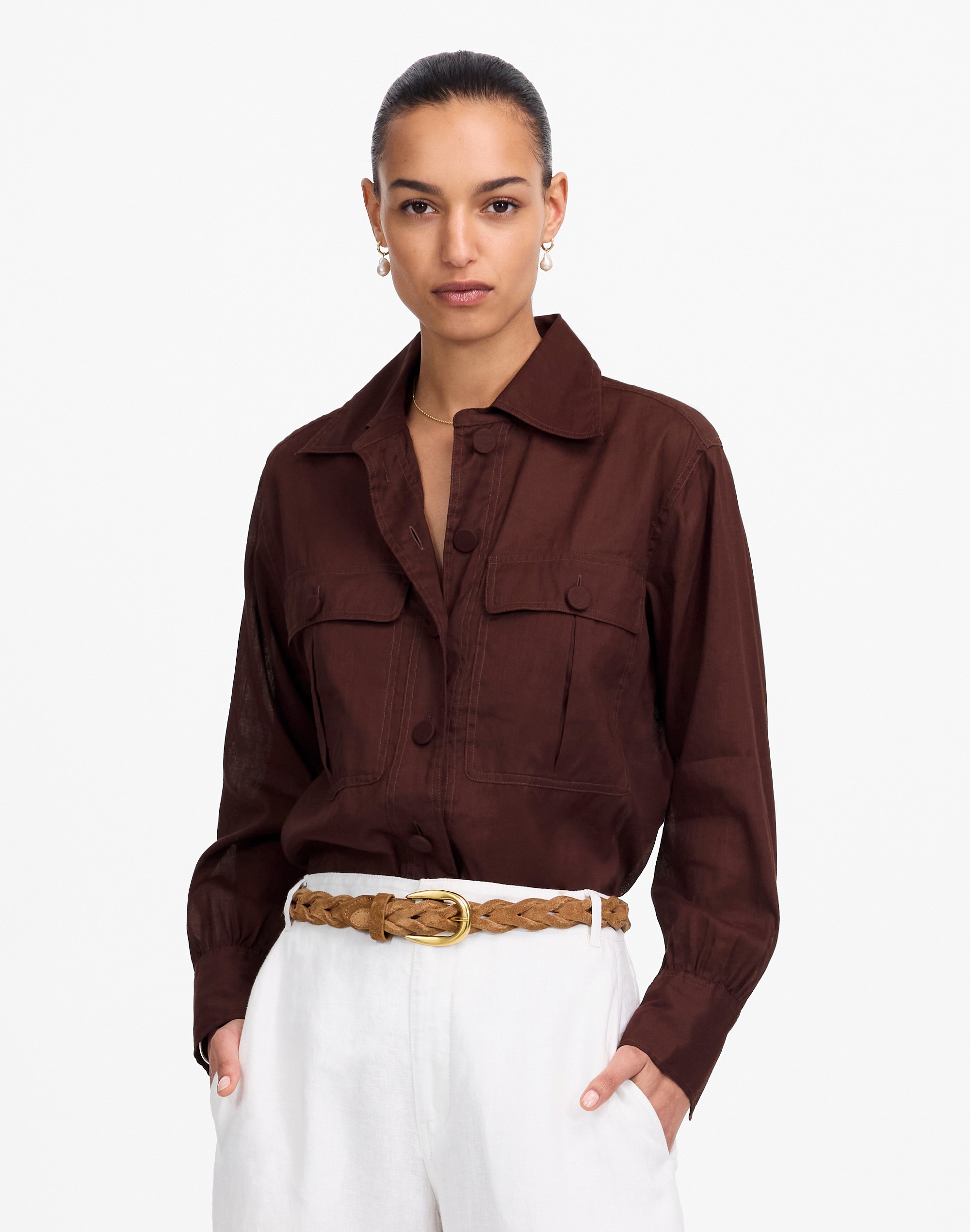 Utility-Pocket Button-Up Shirt