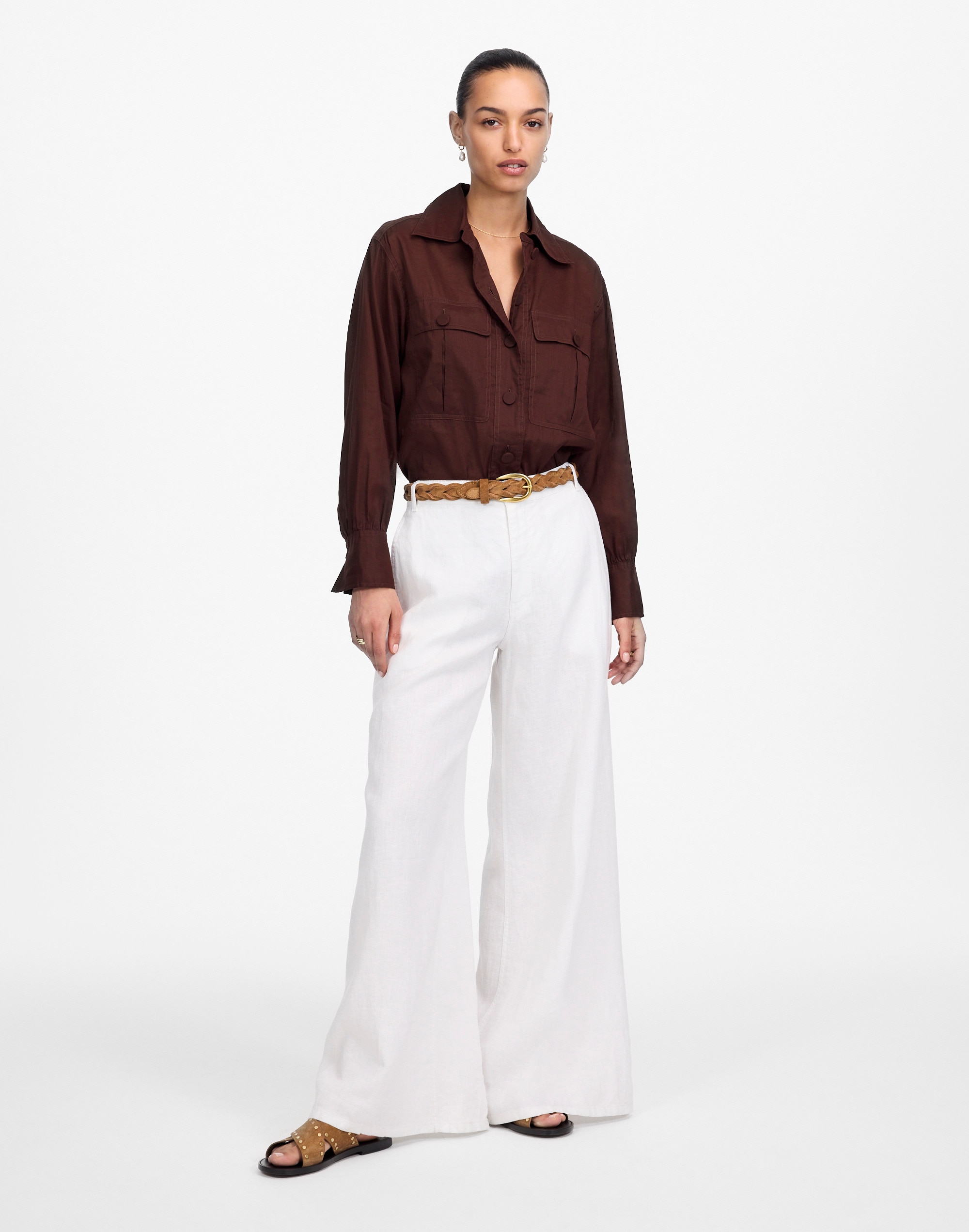 utility-pocket button-up shirt