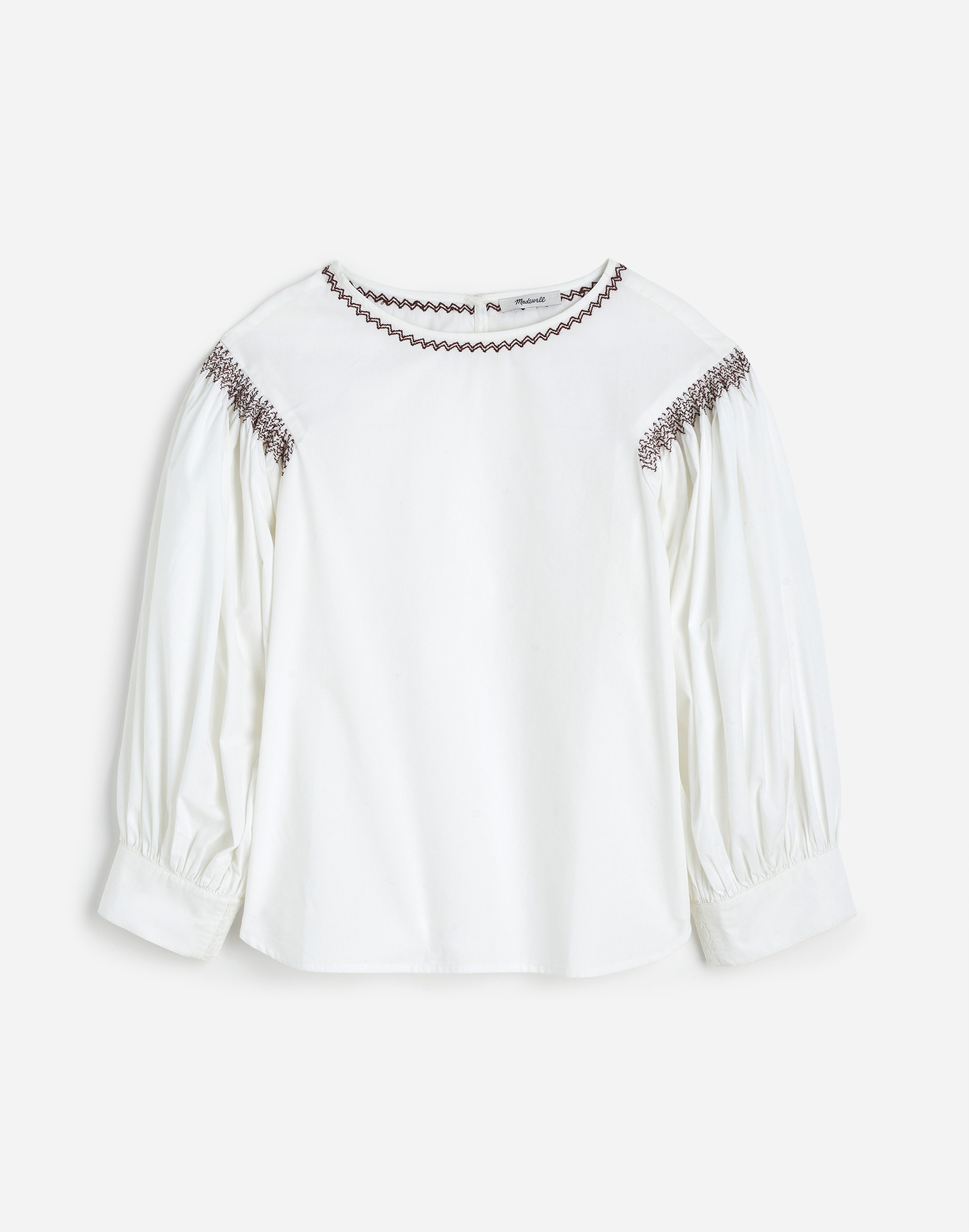 Embroidered Poplin Balloon-Sleeve Top | Madewell