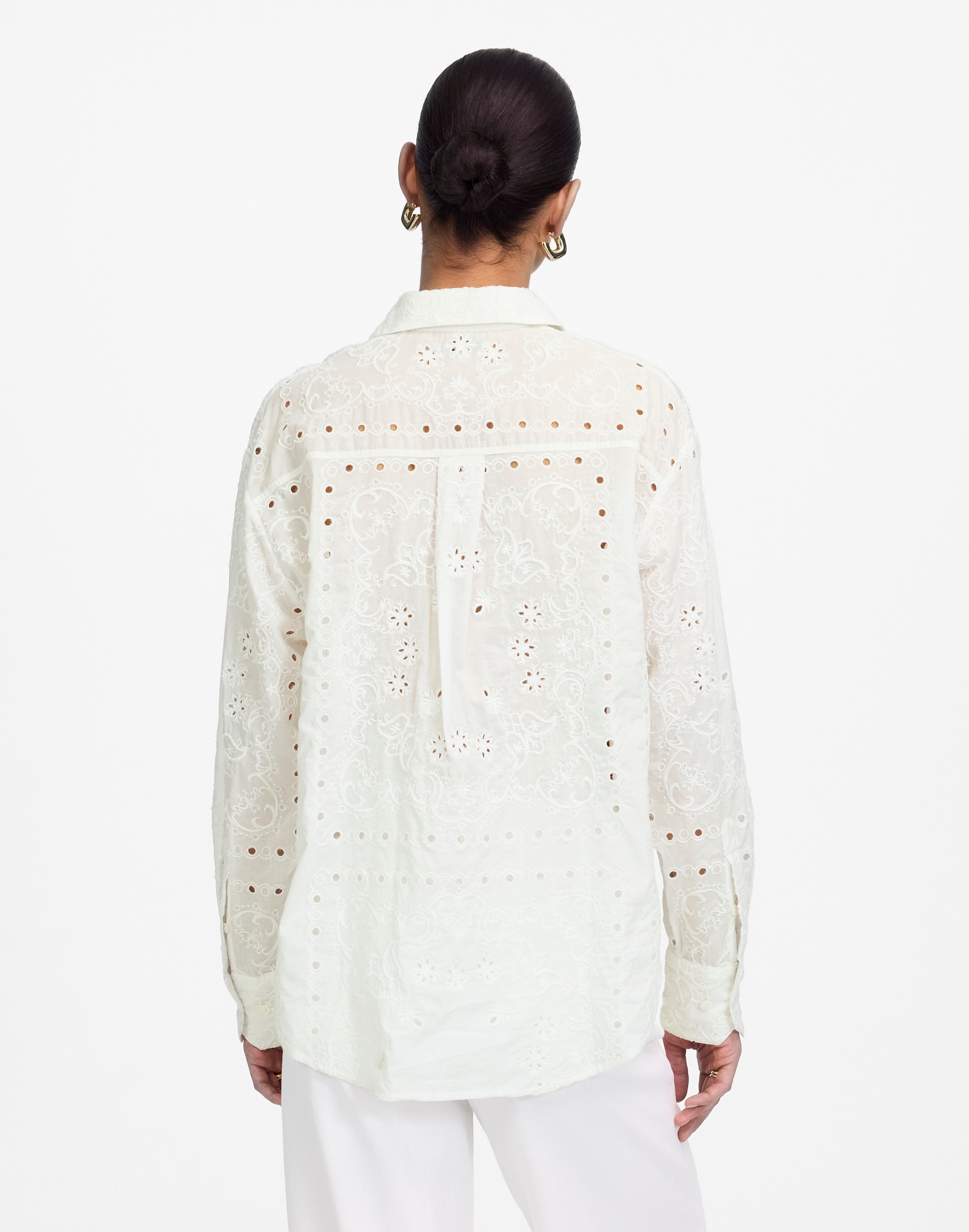 Embroidered Oversized Button-Up Shirt