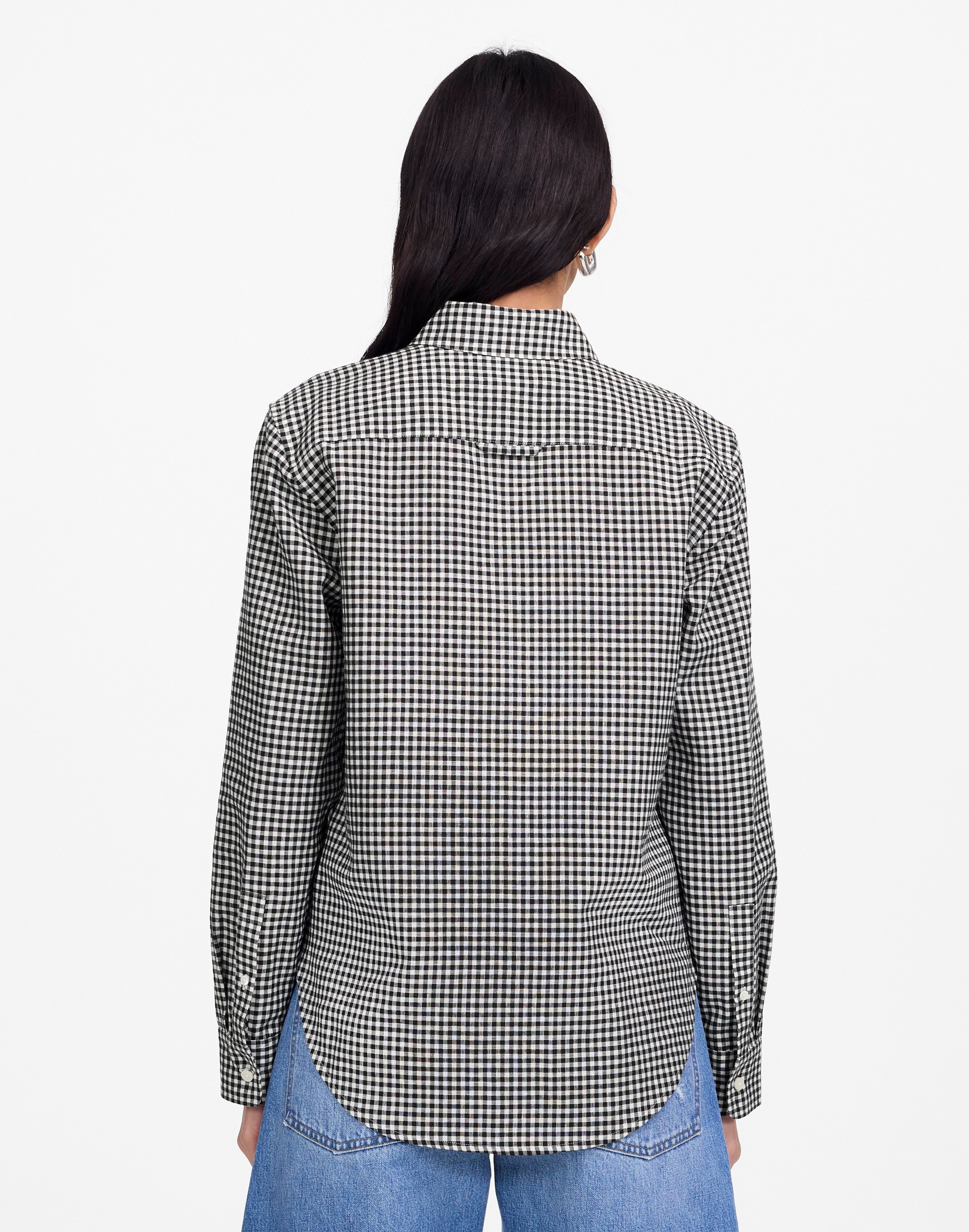 Relaxed Curved-Hem Button-Up Shirt