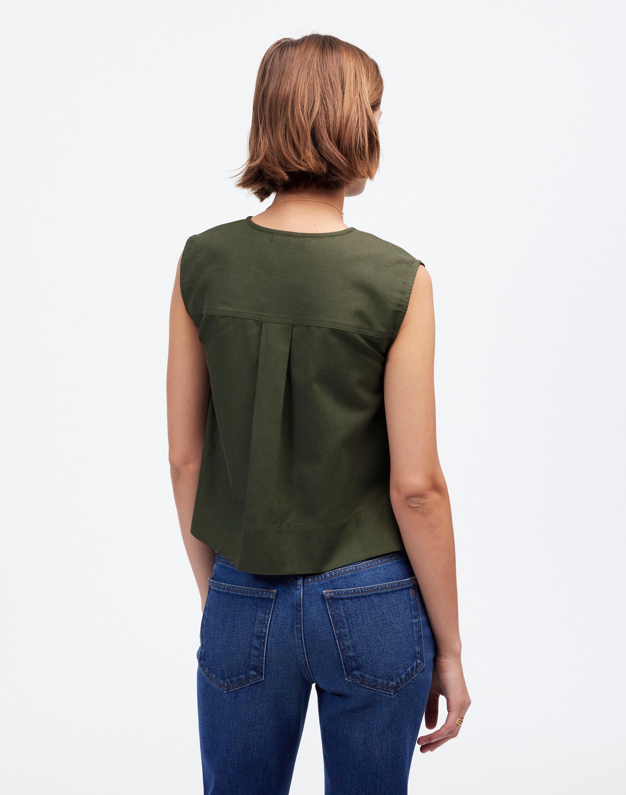 Crop Cargo-Pocket Crewneck Top