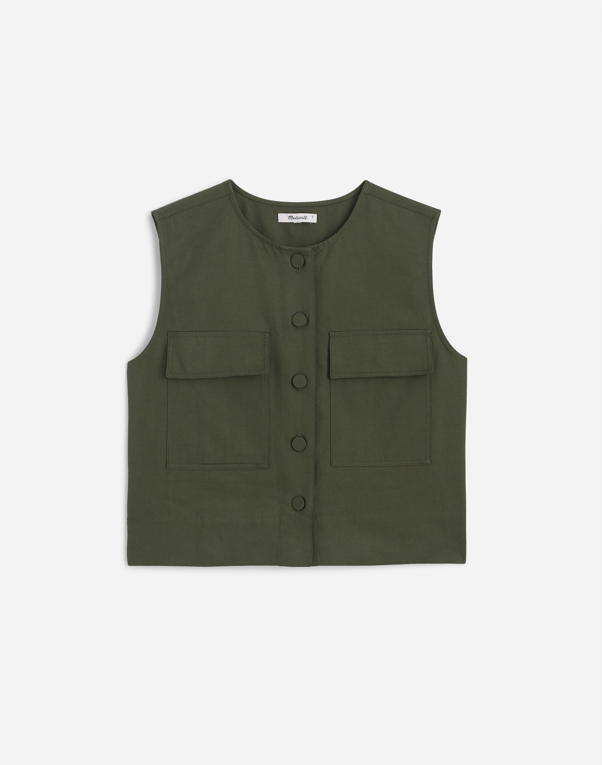 Crop Cargo-Pocket Crewneck Top