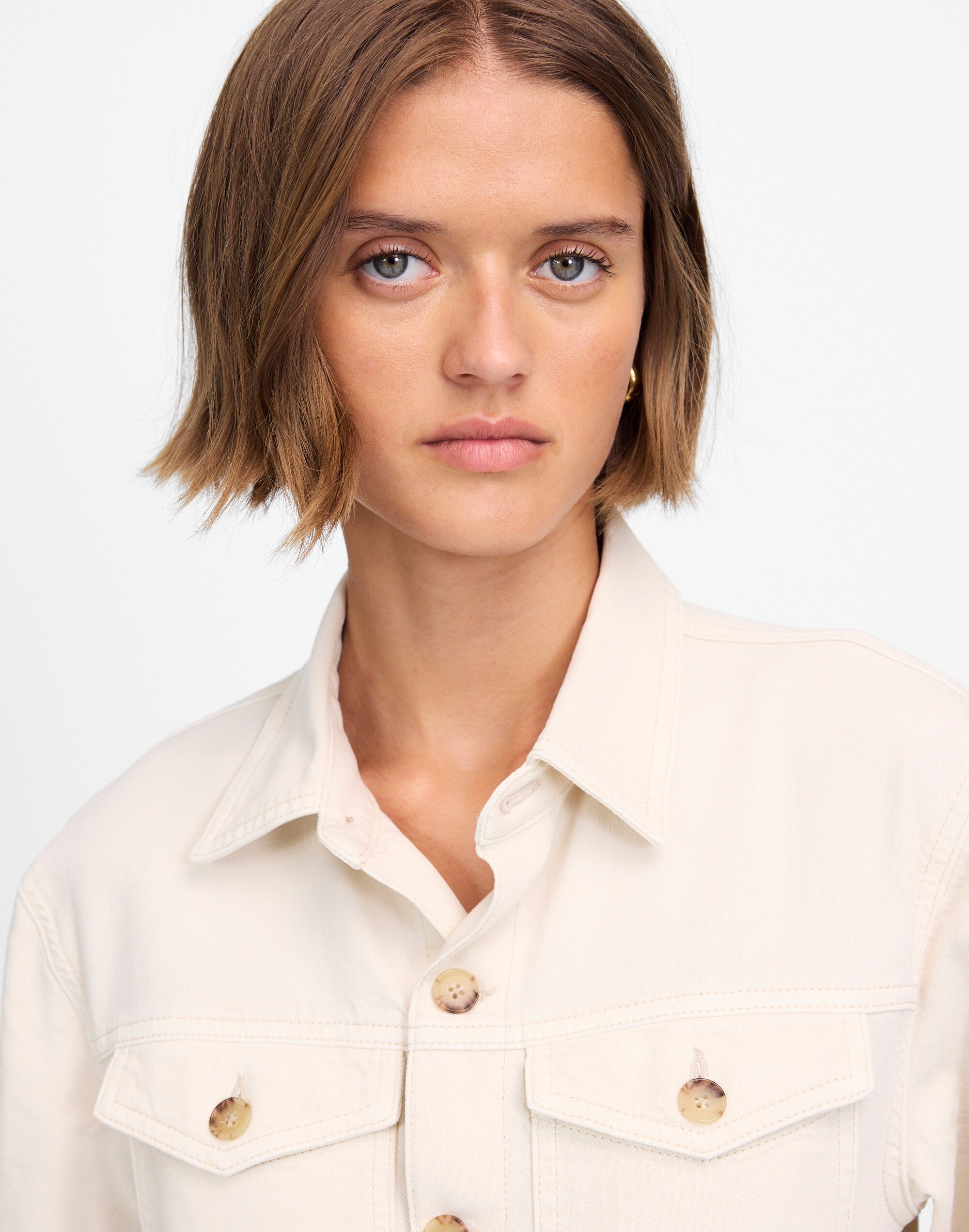 Denim Pleated Barrel-Leg Jumpsuit in Vintage Canvas