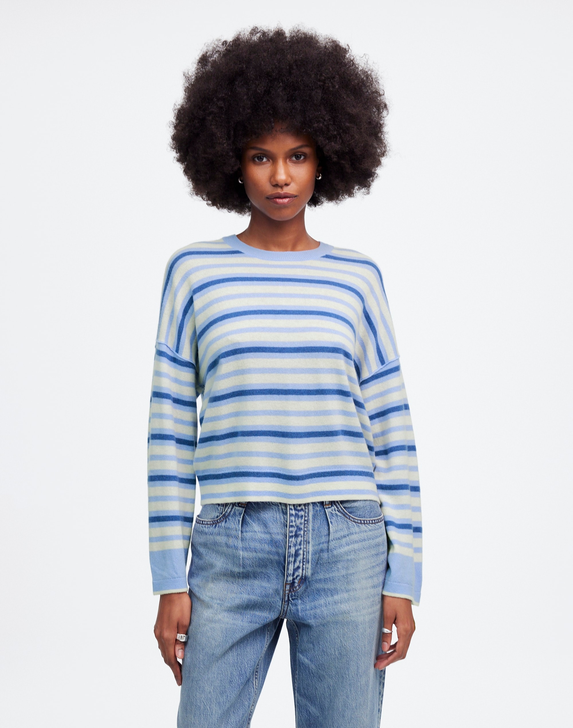 cashmere boxy sweater in stripe