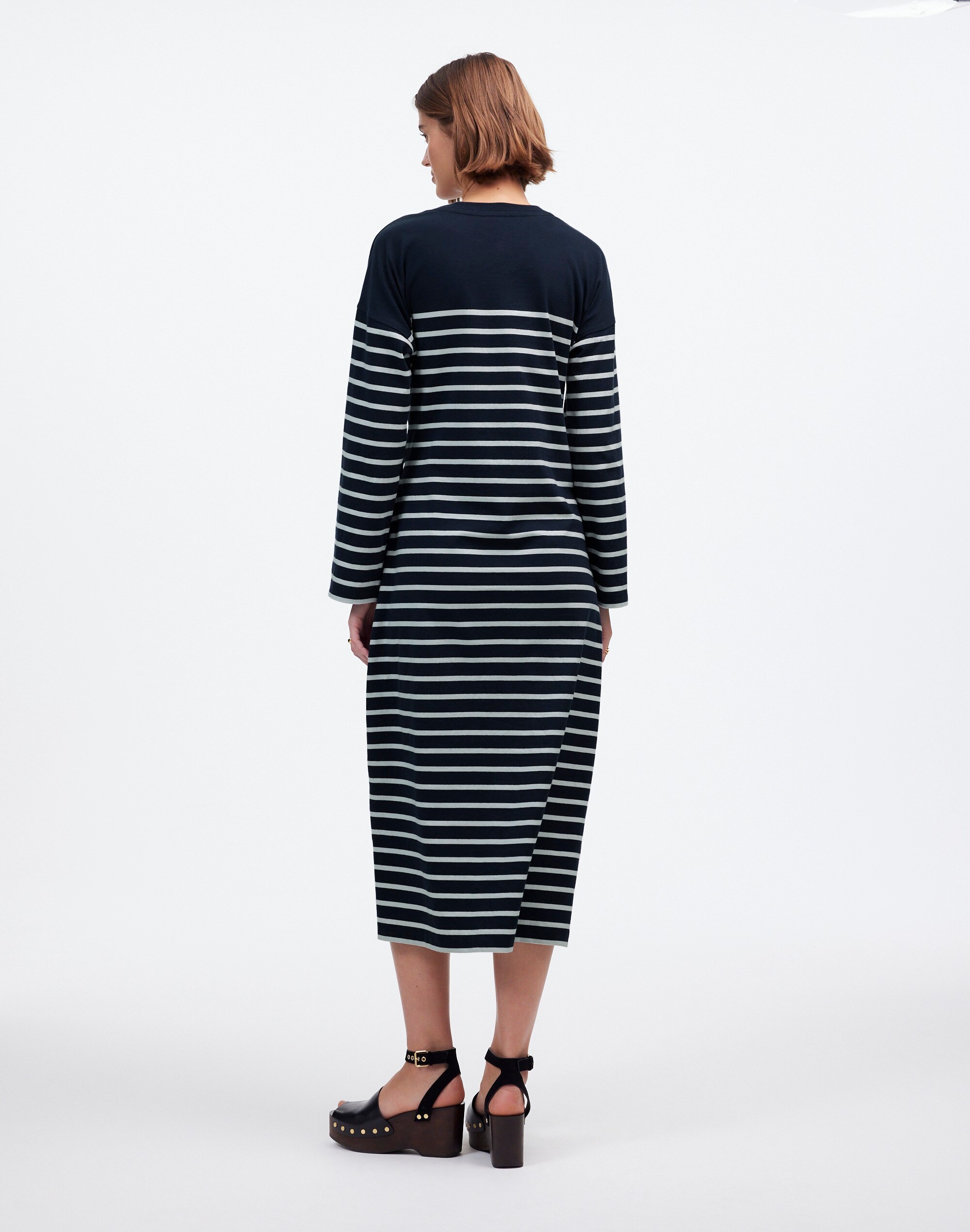 Side-Tie Knit Maxi Dress in Stripe