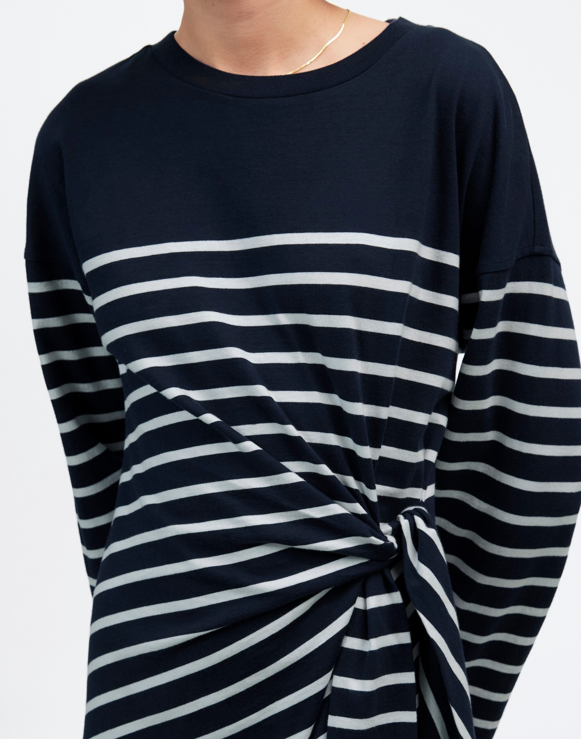 Side-Tie Knit Maxi Dress in Stripe