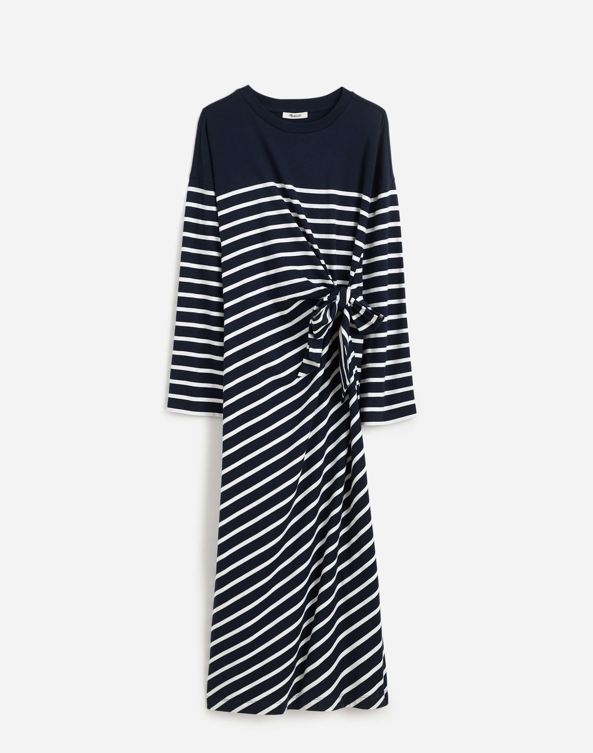 Side-Tie Knit Maxi Dress in Stripe