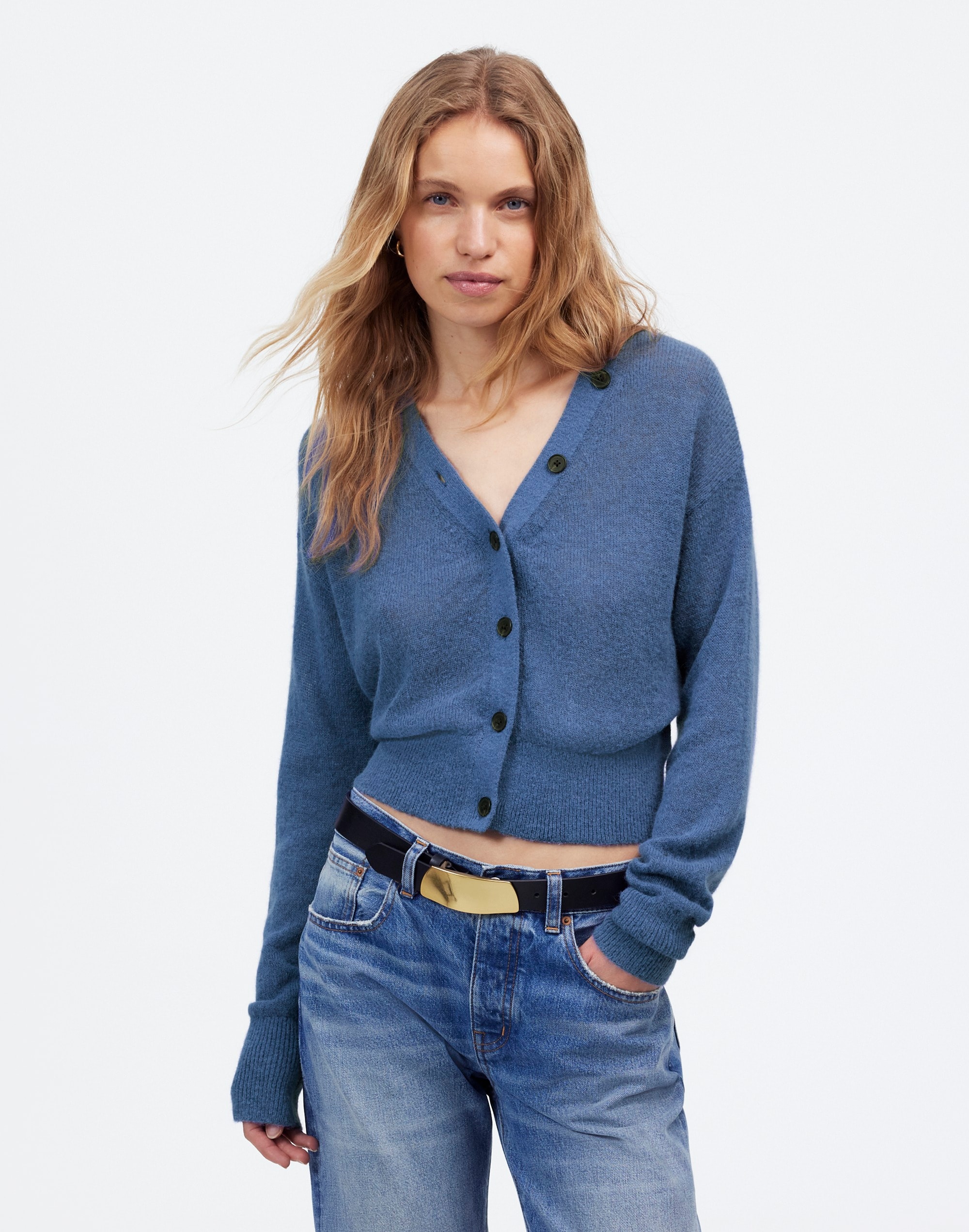 alpaca-blend v-neck cardigan