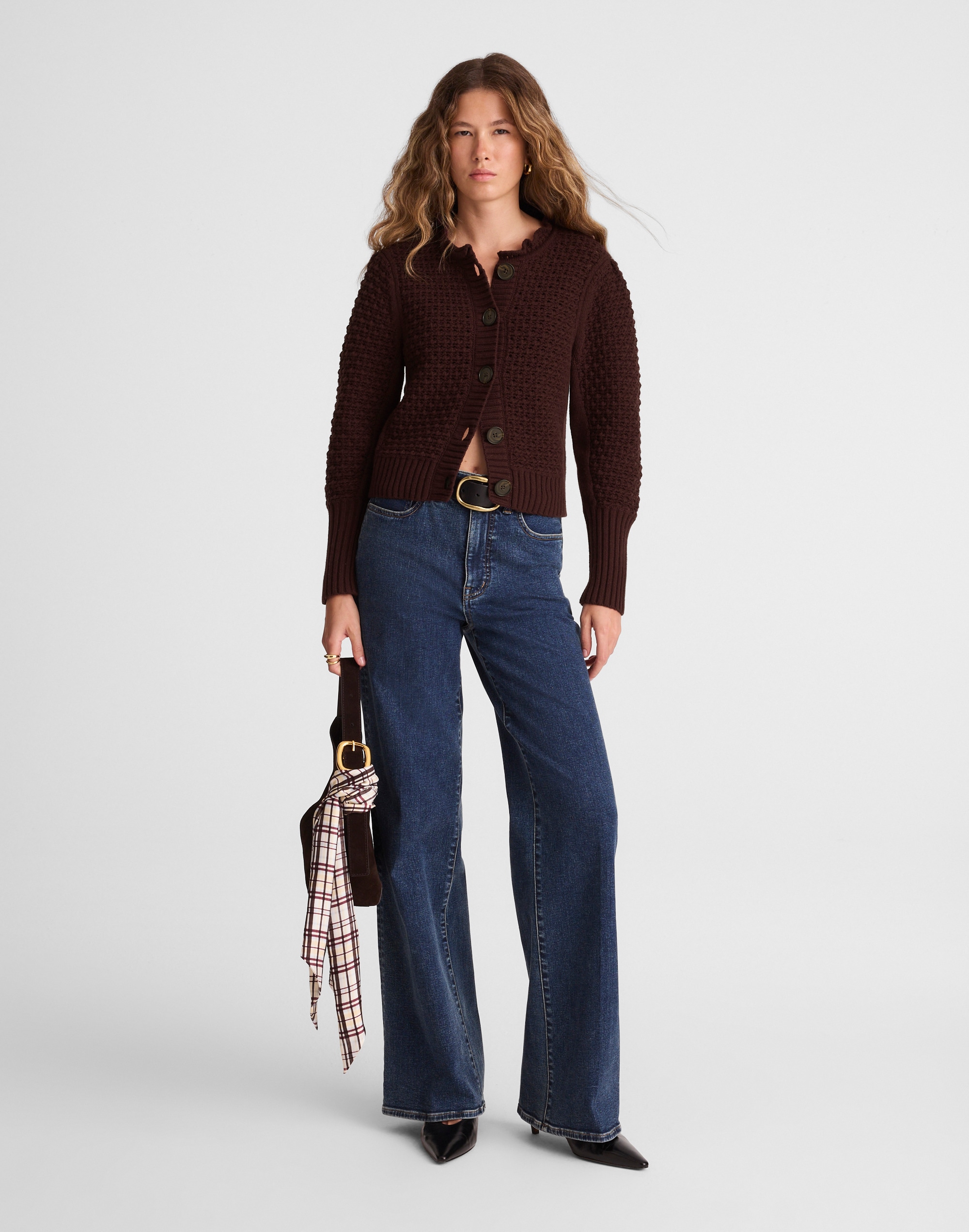 Scalloped Merino Wool-Blend Cardigan