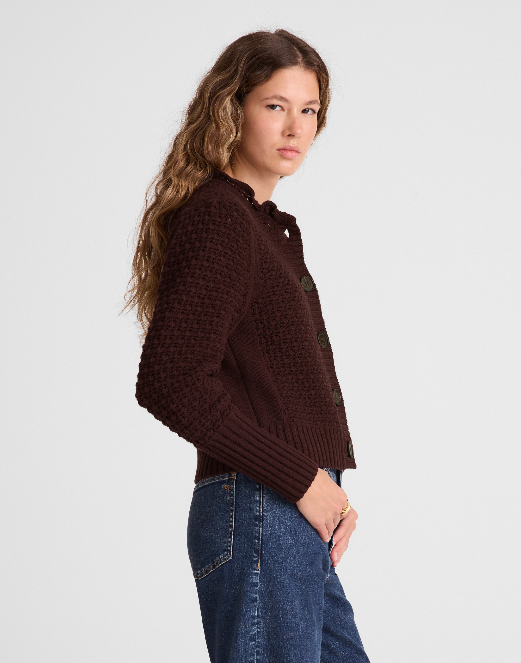 Scalloped Merino Wool-Blend Cardigan